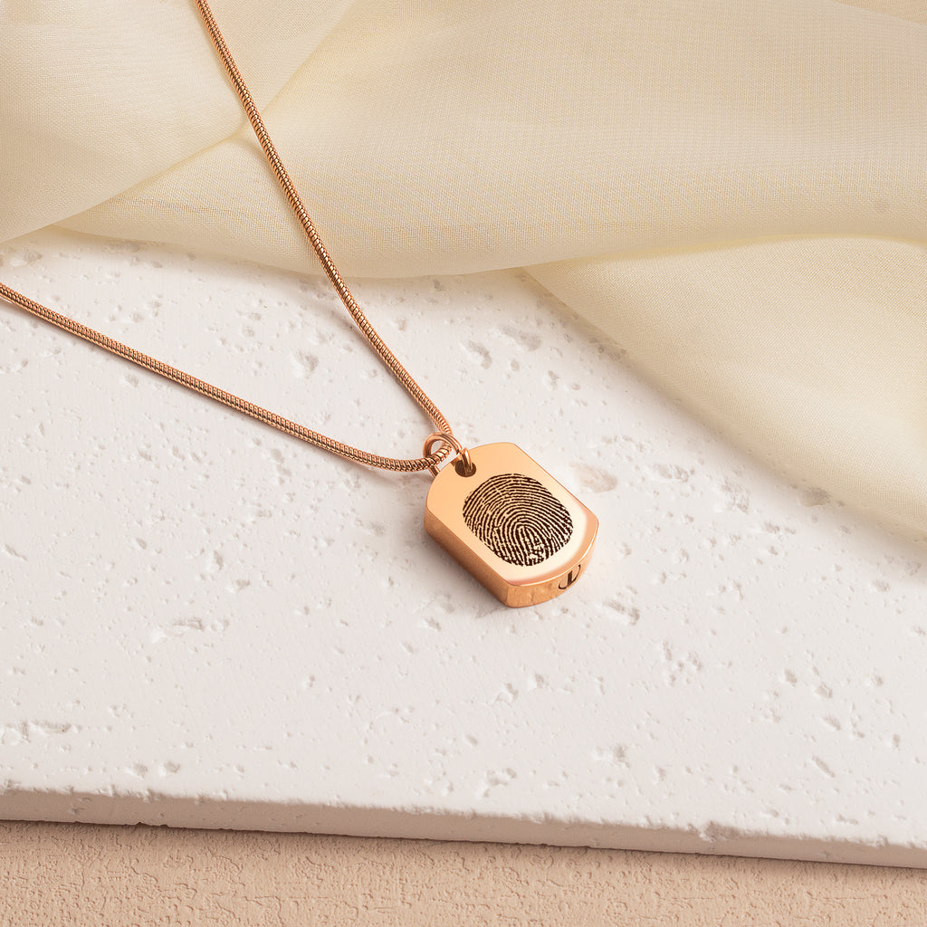 Fingerprint Memorial Dog Tag Necklace