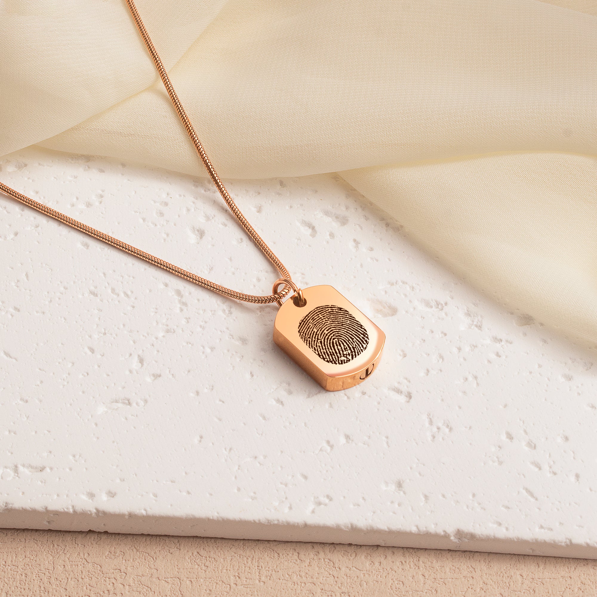 Fingerprint Memorial Dog Tag Necklace