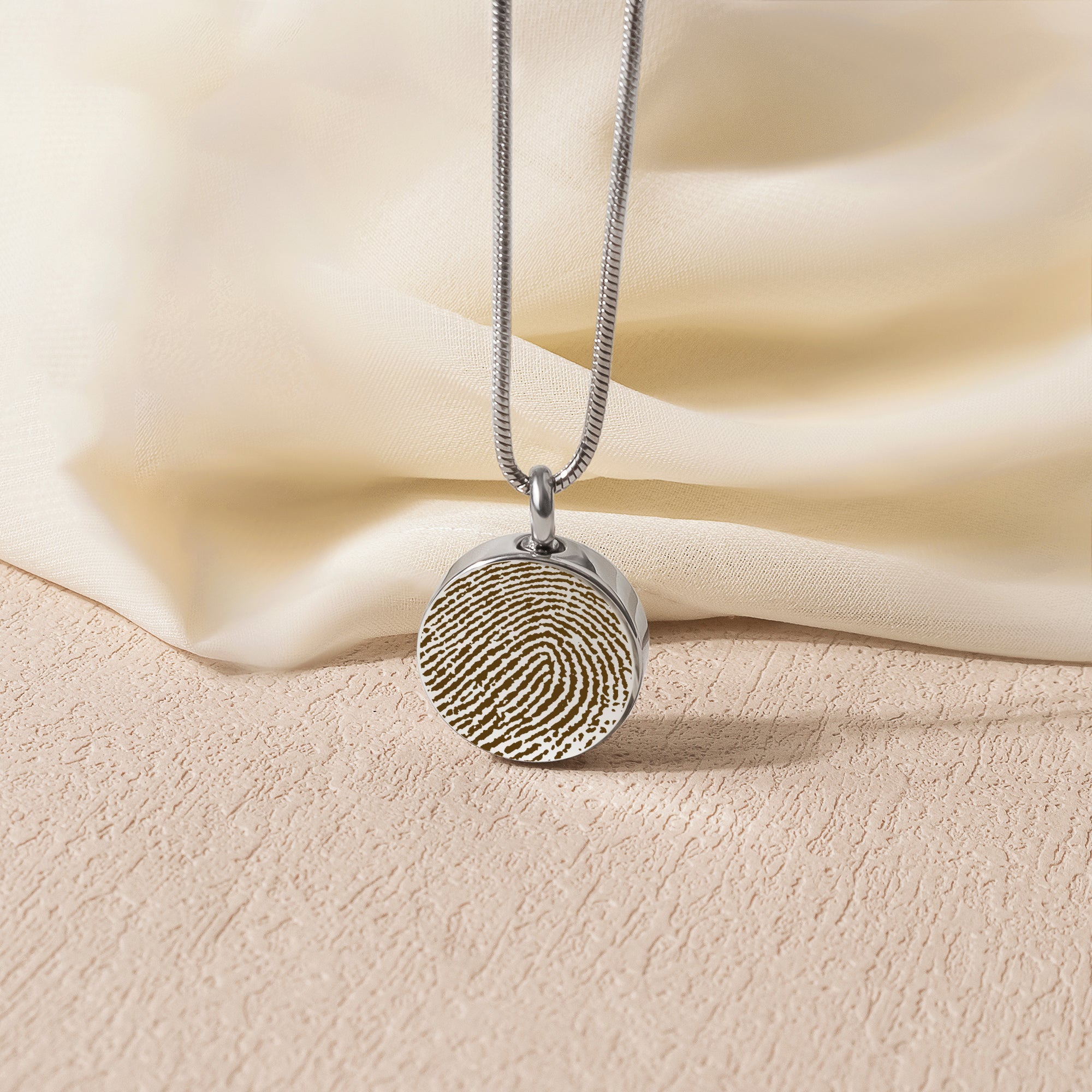 Custom Fingerprint and Handwriting Round Memorial Necklace