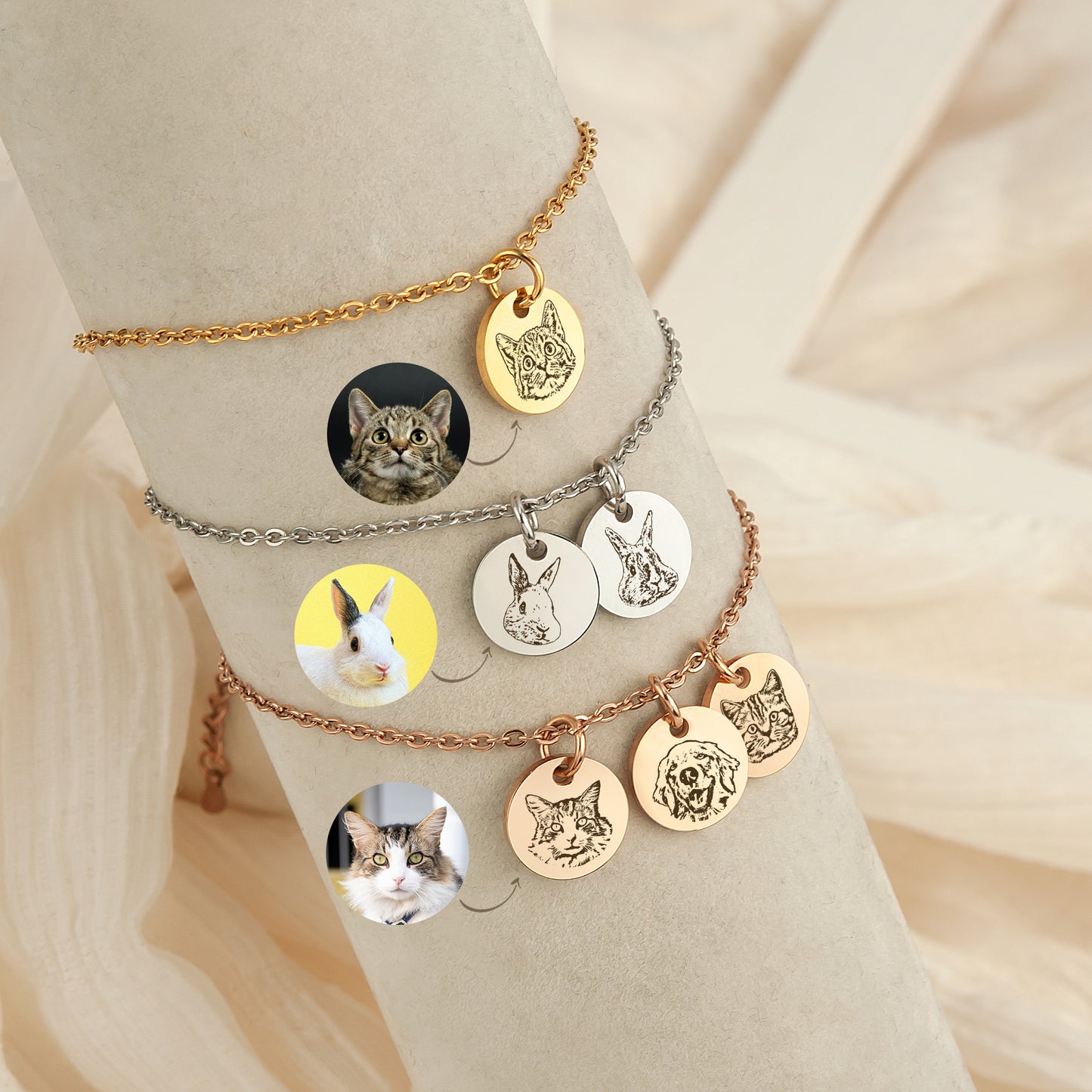 Pet Portrait Mini Charm Bracelet