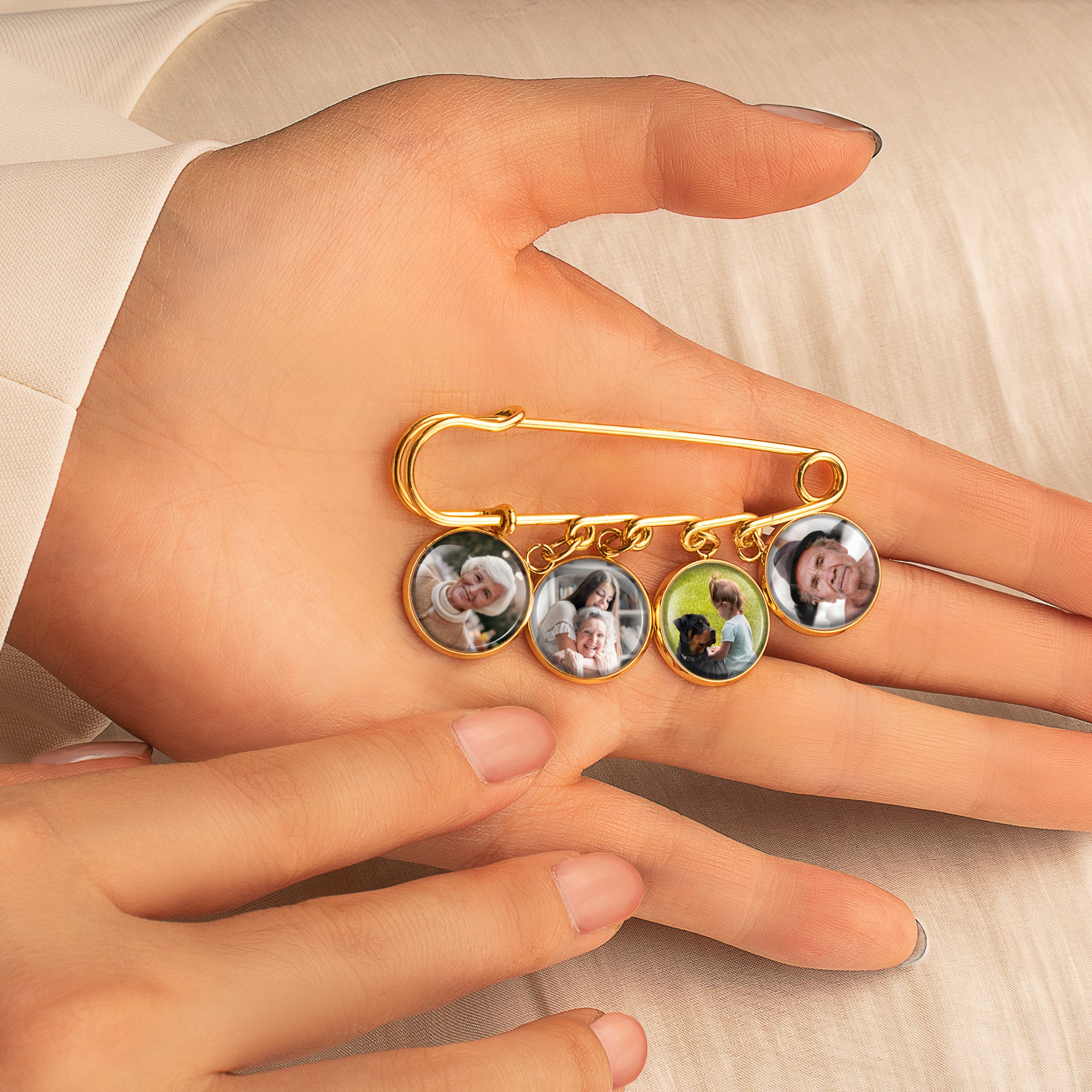 Memorial Photo Brooch Lapel Pin