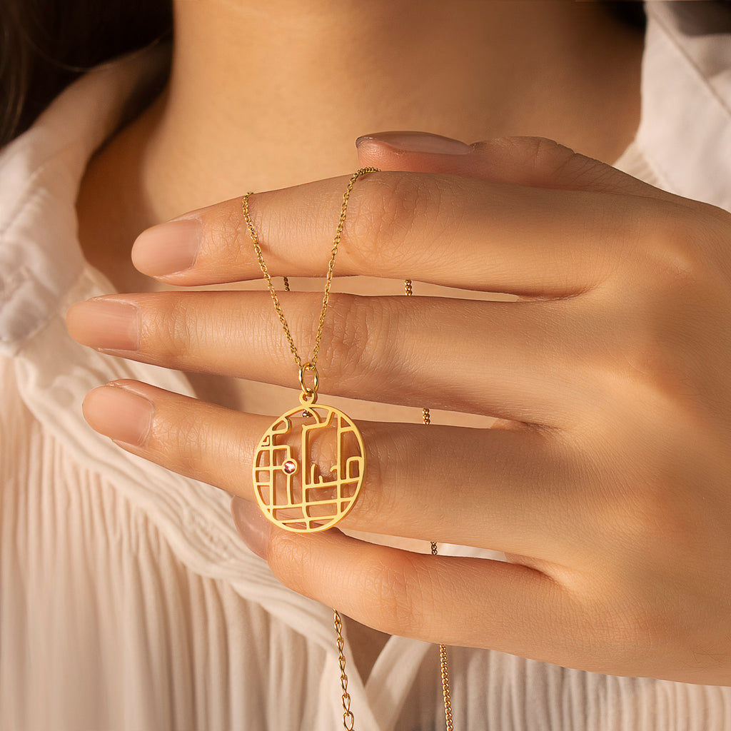 Circle Location Map Necklace