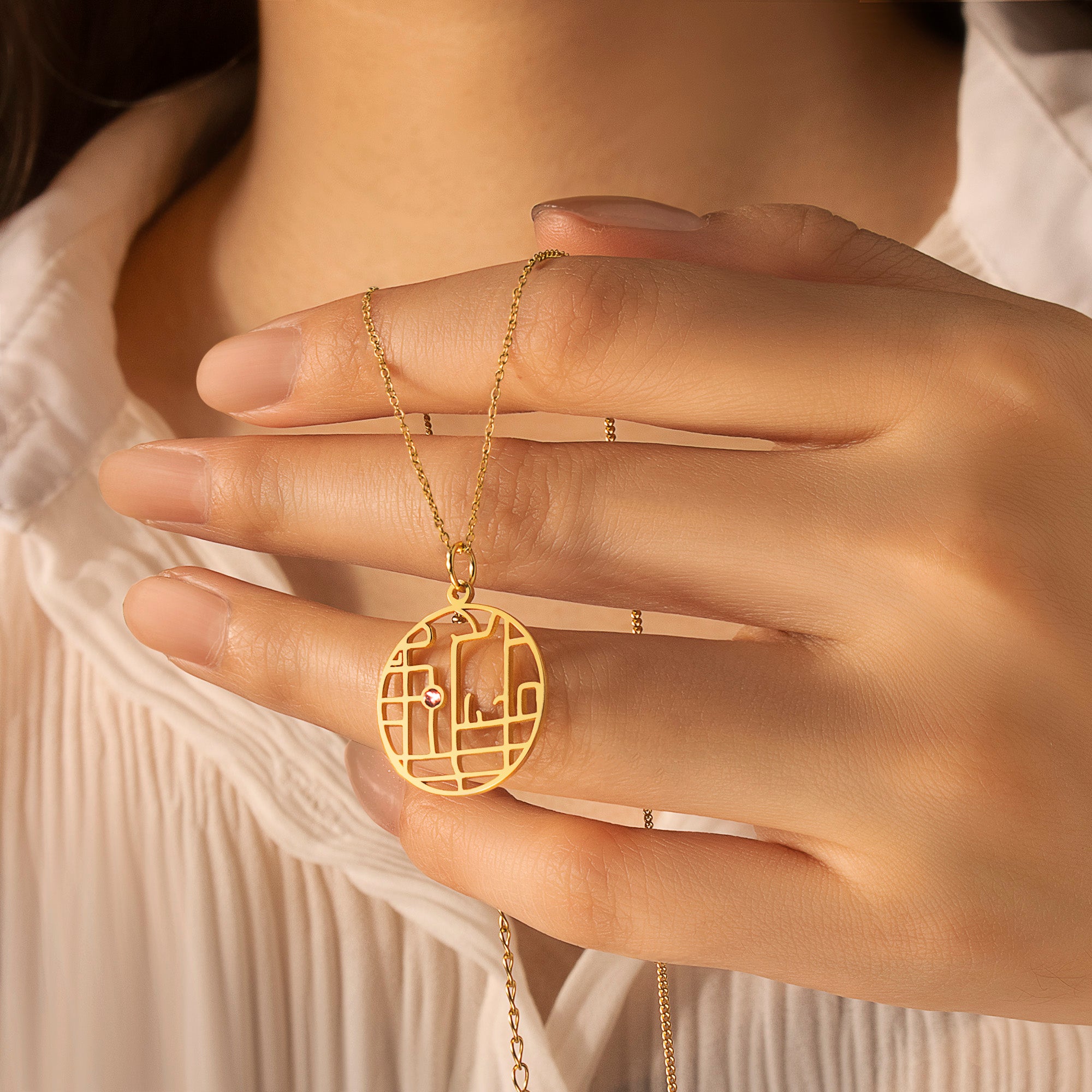 Circle Location Map Necklace