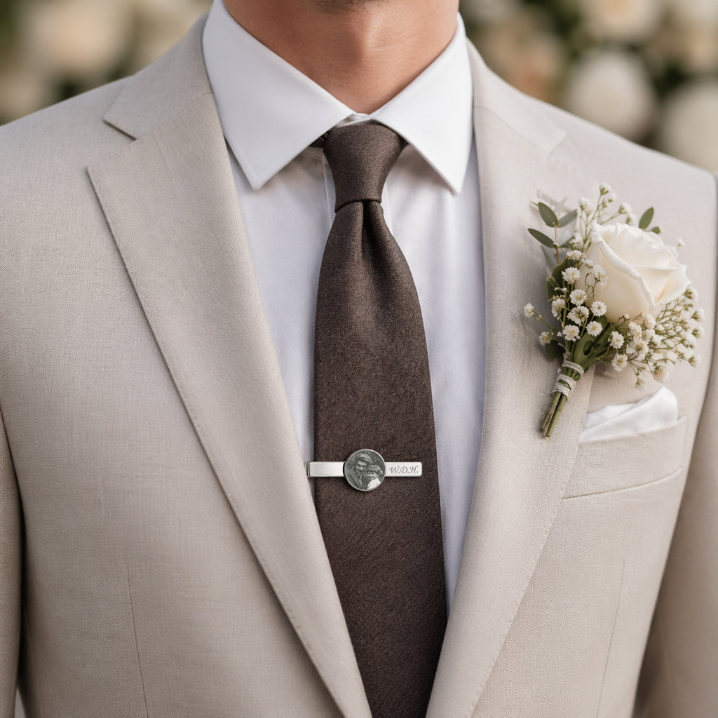 Custom Wedding Photo Tie Clip