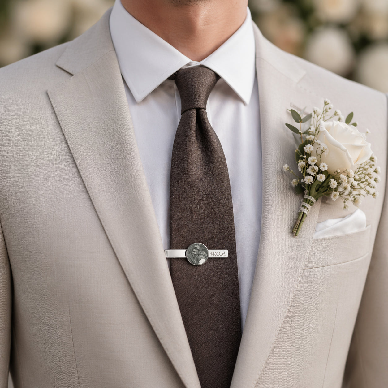 Custom Wedding Photo Tie Clip