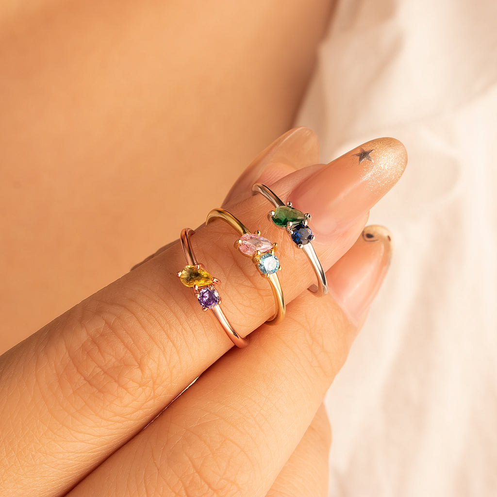 Round & Teardrop Shaped Birthstone Ring