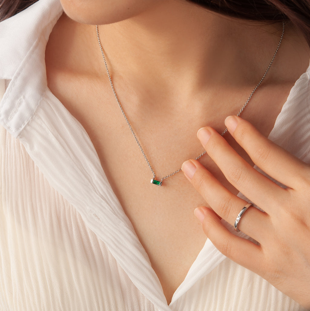 Birthstone Baguette Bar Necklace