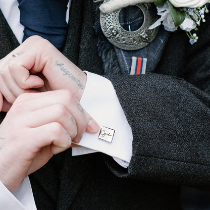 Custom Handwriting and Actual Fingerprint Square Cuff Links