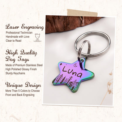 Star Shaped Forest Starry Sky Themed Pet Tag