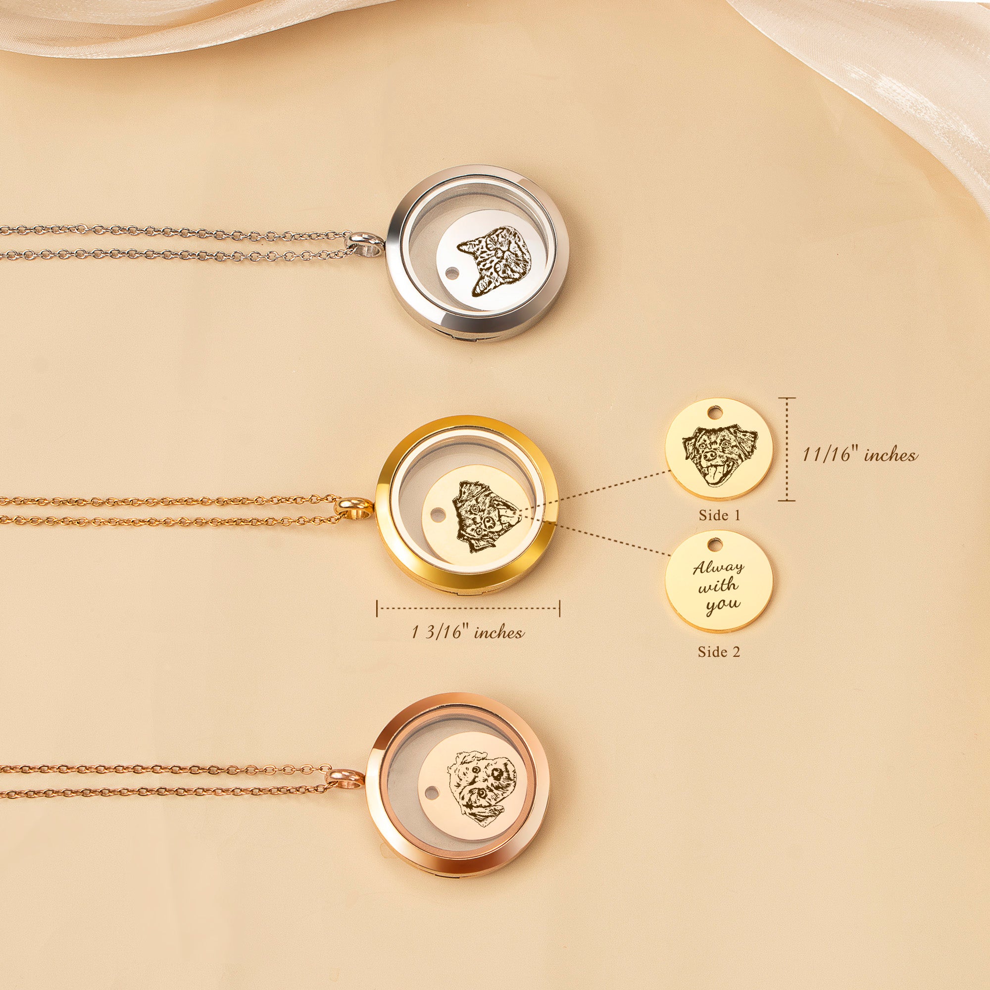 Pet Portrait Charm Locket Necklace