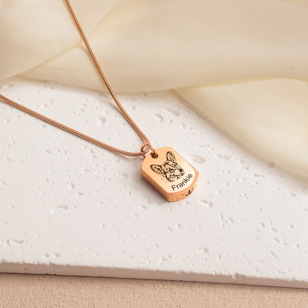 Pet Portrait Memorial Dog Tag Necklace