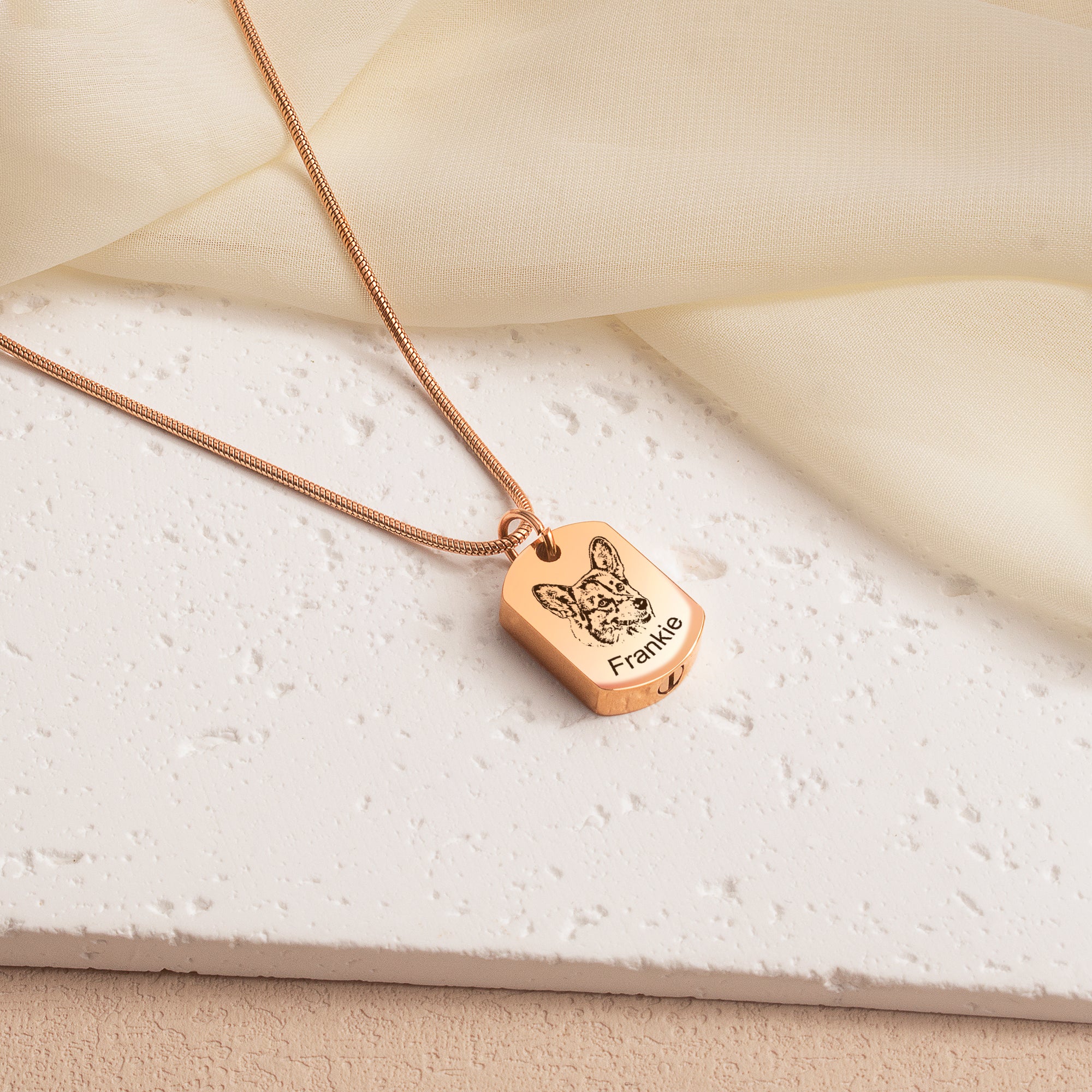 Pet Portrait Memorial Dog Tag Necklace