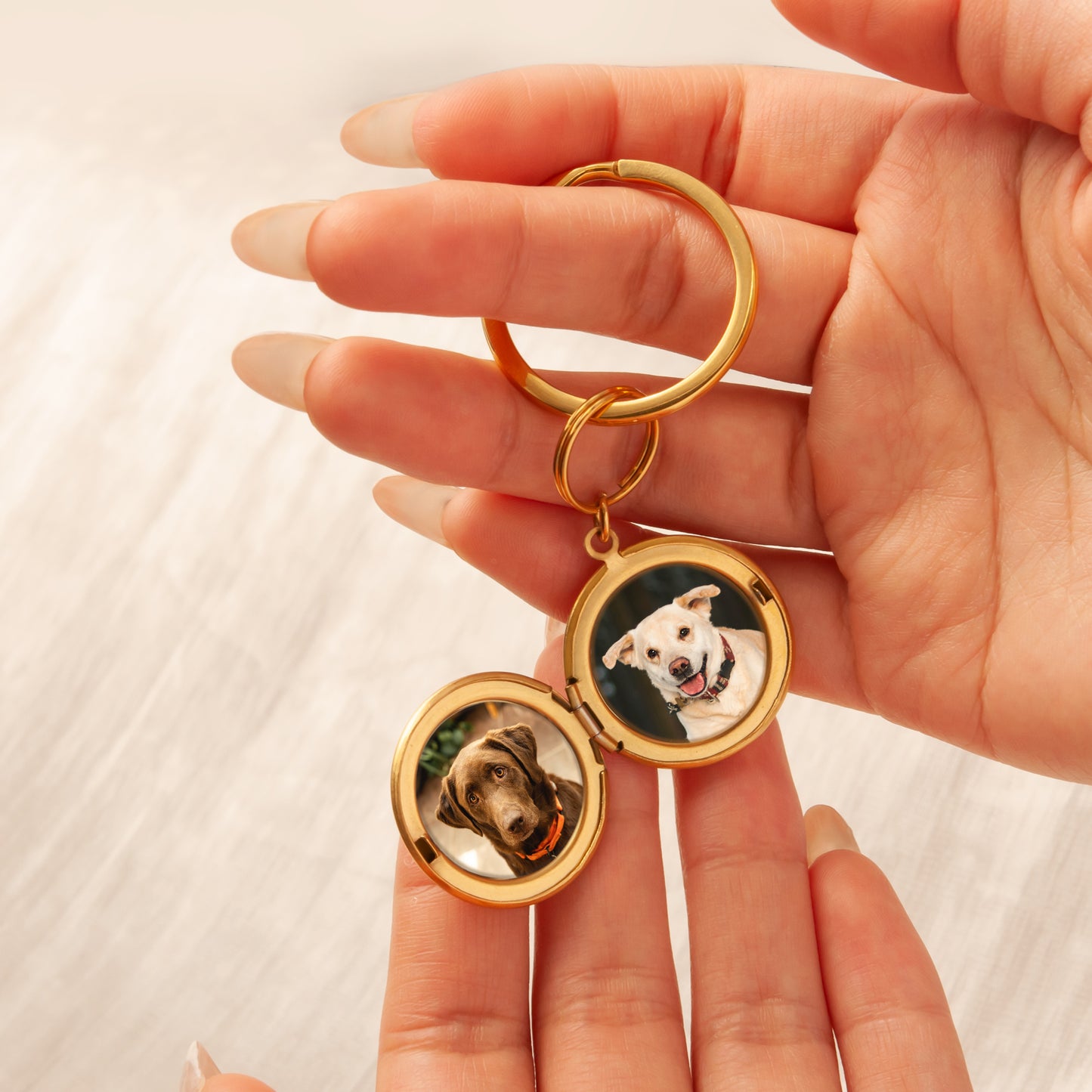 Custom Text Photo Locket Key Chain