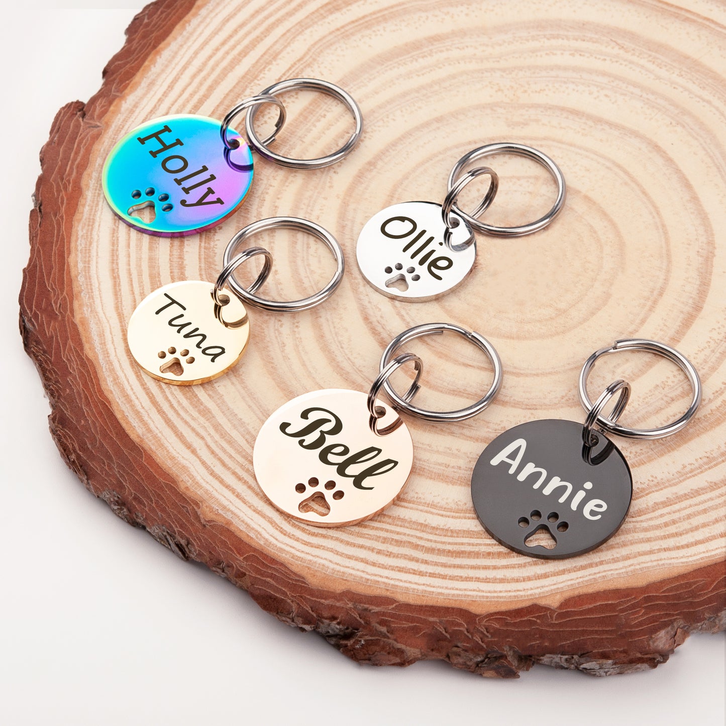 Round Shaped Paw Print Cut-Out Pet ID Dog Tag