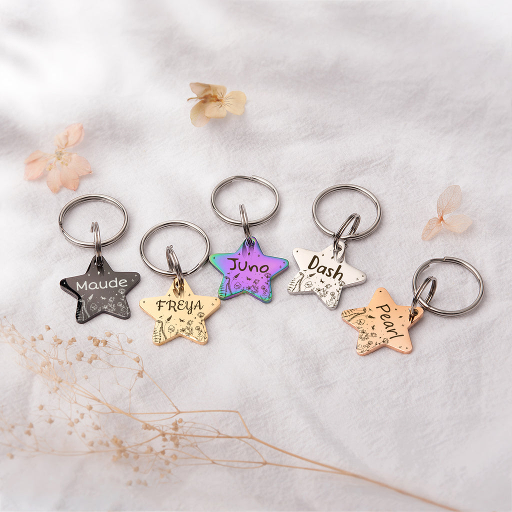 Wildflowers Star Shaped Pet ID Dog Tag
