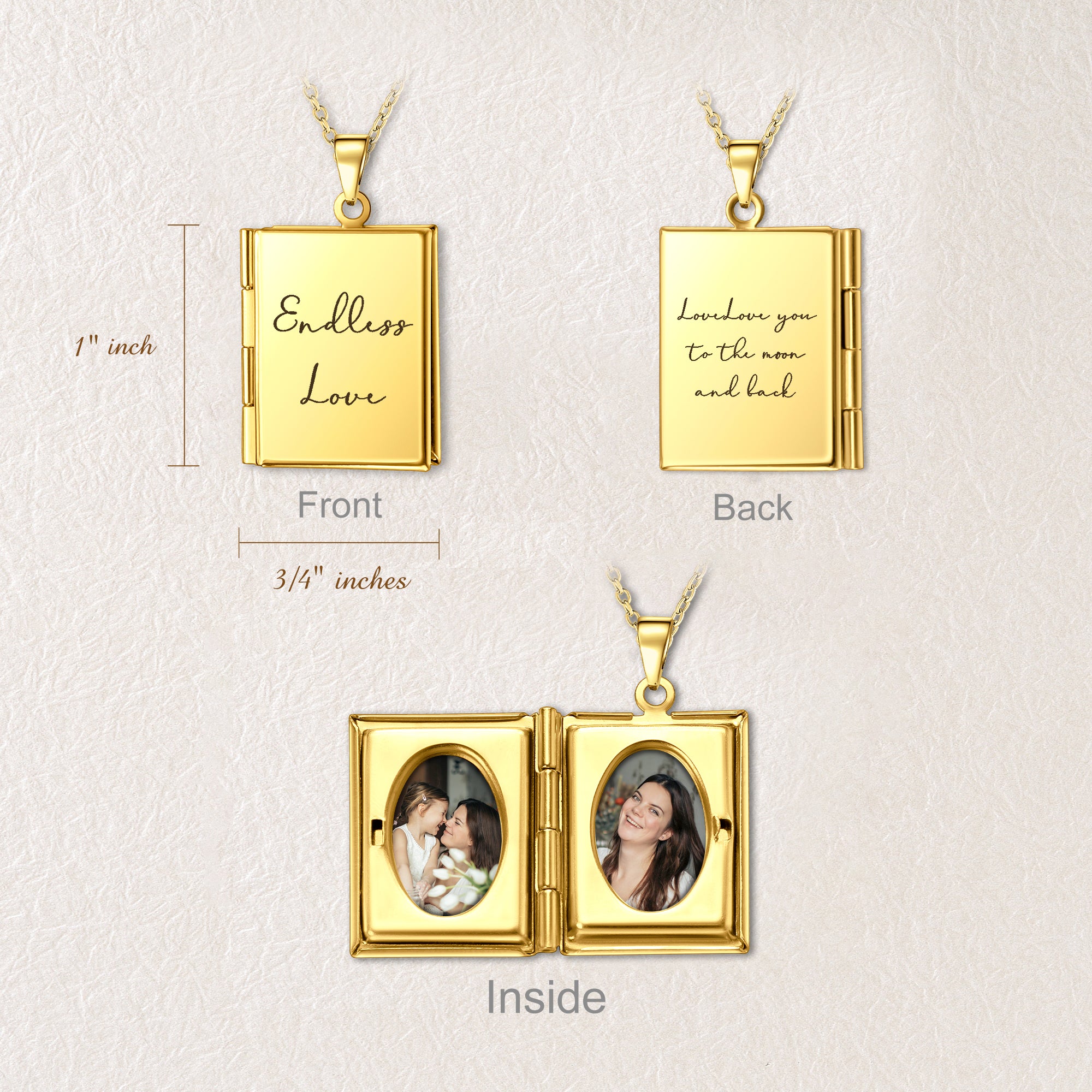 Square Photo Locket Necklace