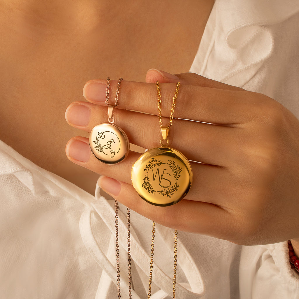Round Logo Emblem Photo Locket Necklace