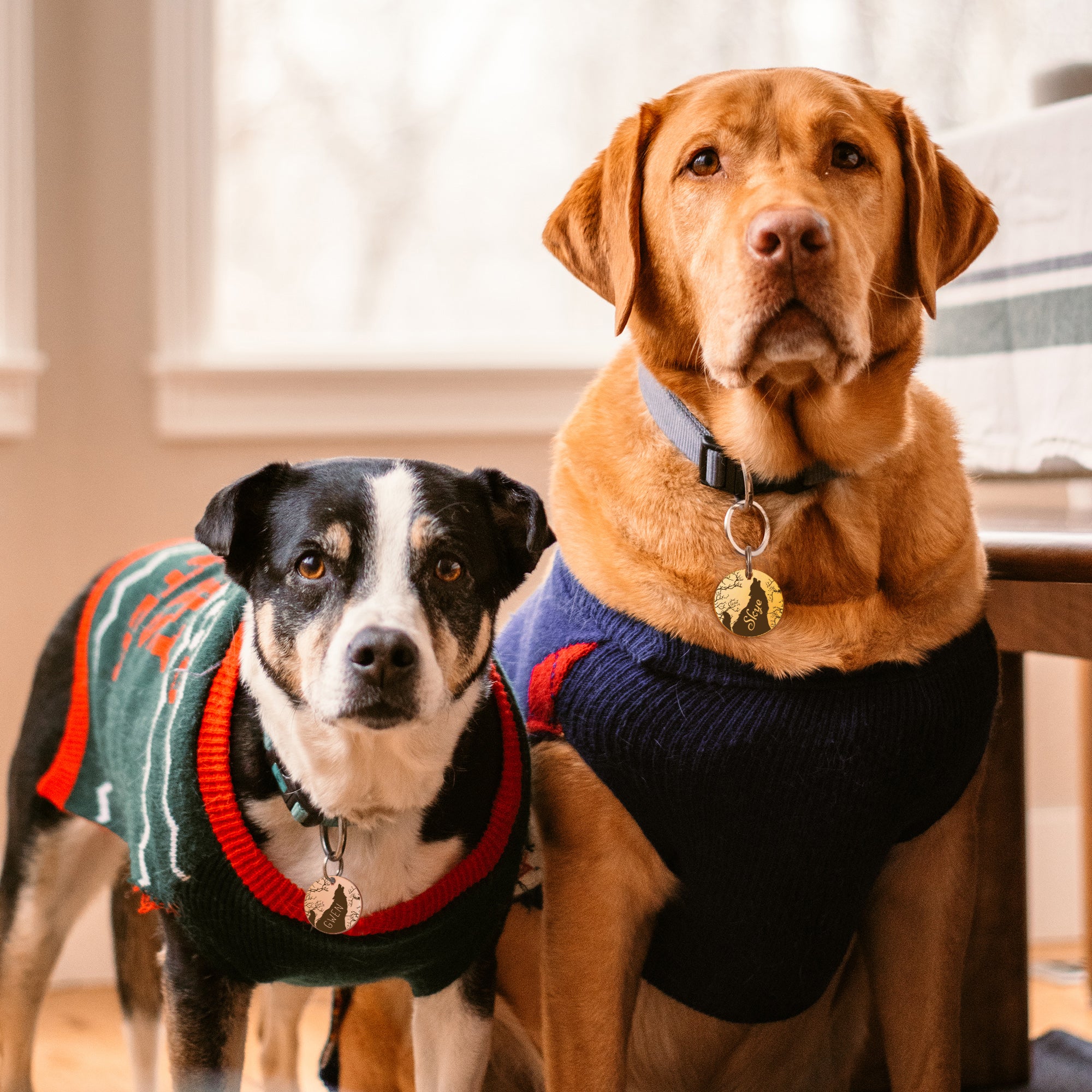 Howling Wolf Round Pet ID Dog Tag