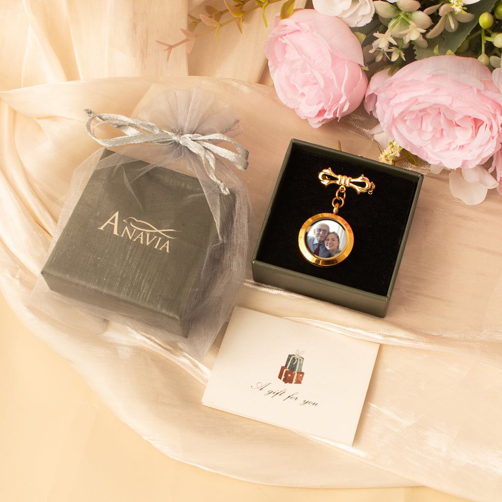 Glass Photo Locket Wedding Lapel Pin