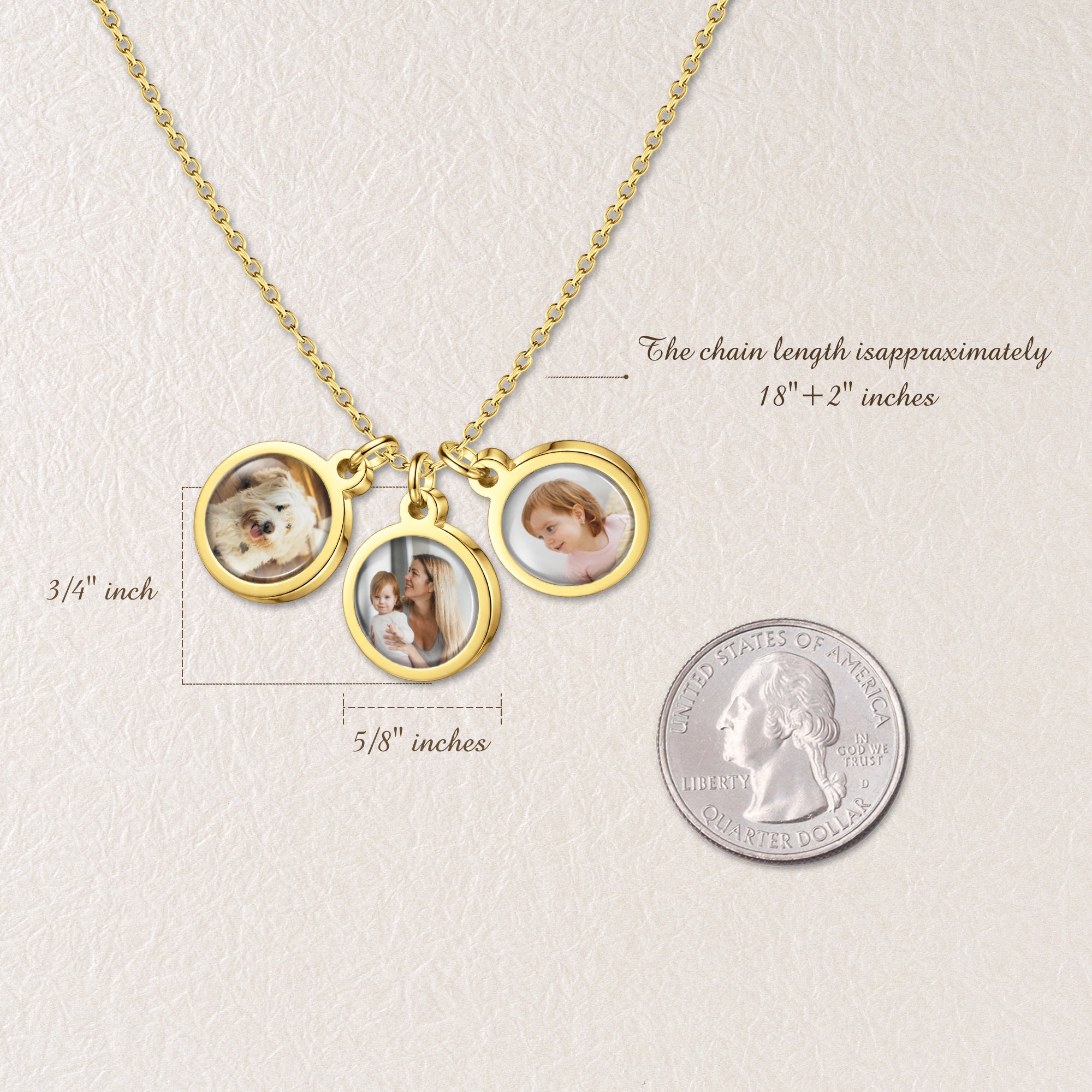 Round Photo Necklace with Glass Dome Cab