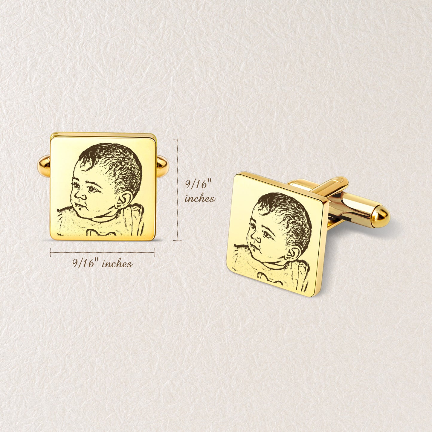 Custom People Portrait Wedding Square Cuff Links