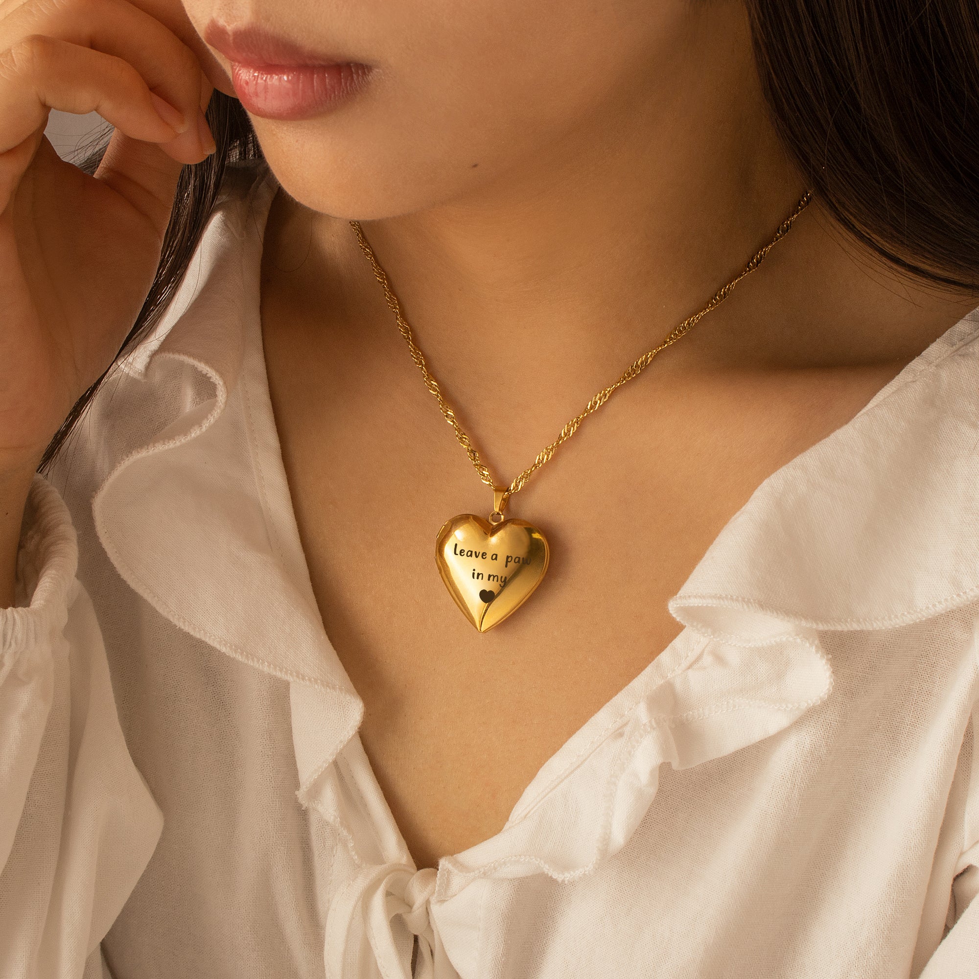 Personalized Heart Pet Photo Locket Necklace