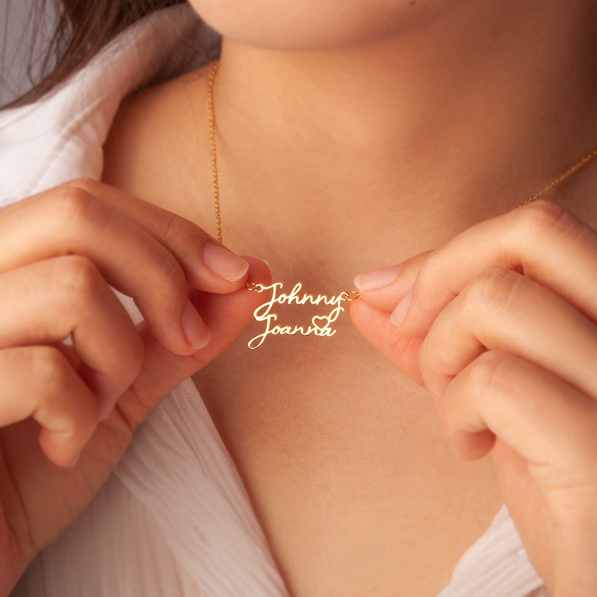 Couple's Name Necklace With Heart