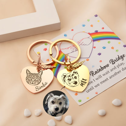 Pet Portrait Heart Pet Tag Key Chain