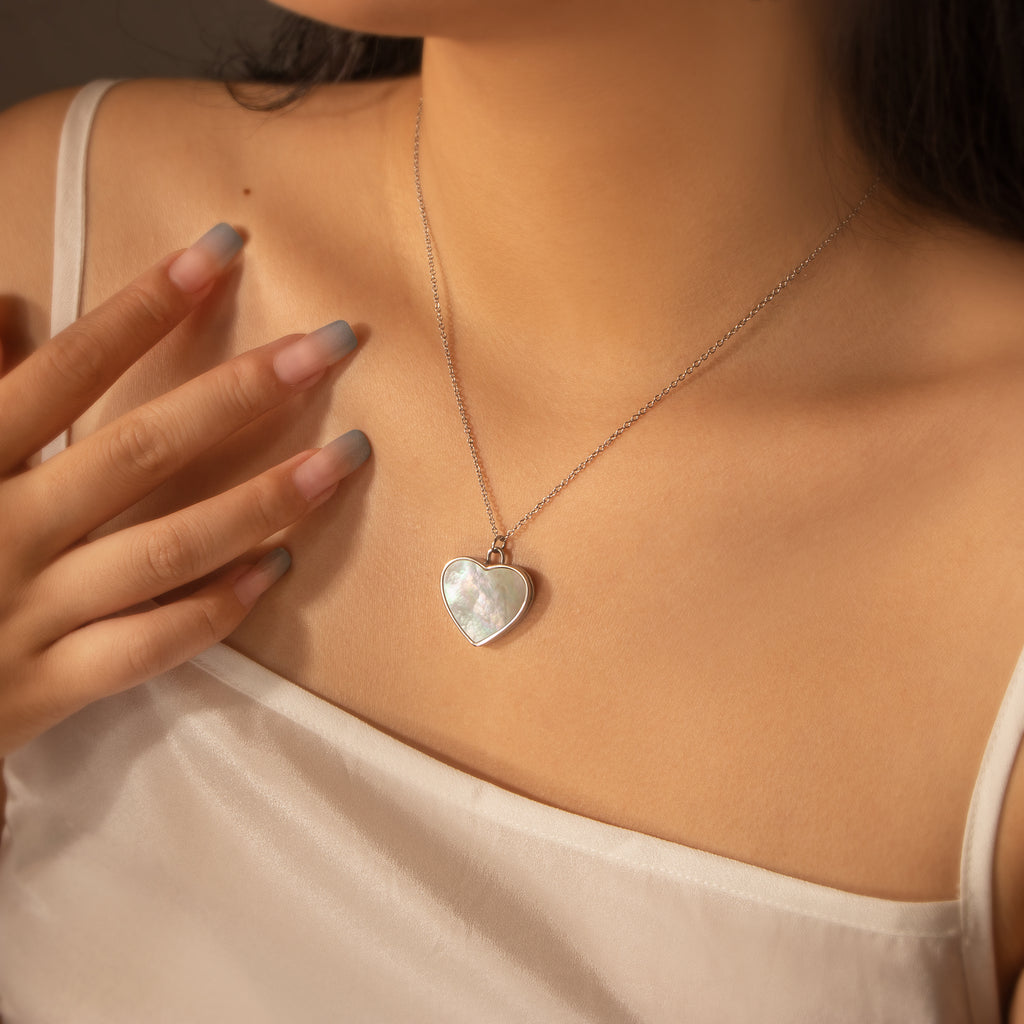 Pearl Heart Pet Memorial Photo Locket Necklace