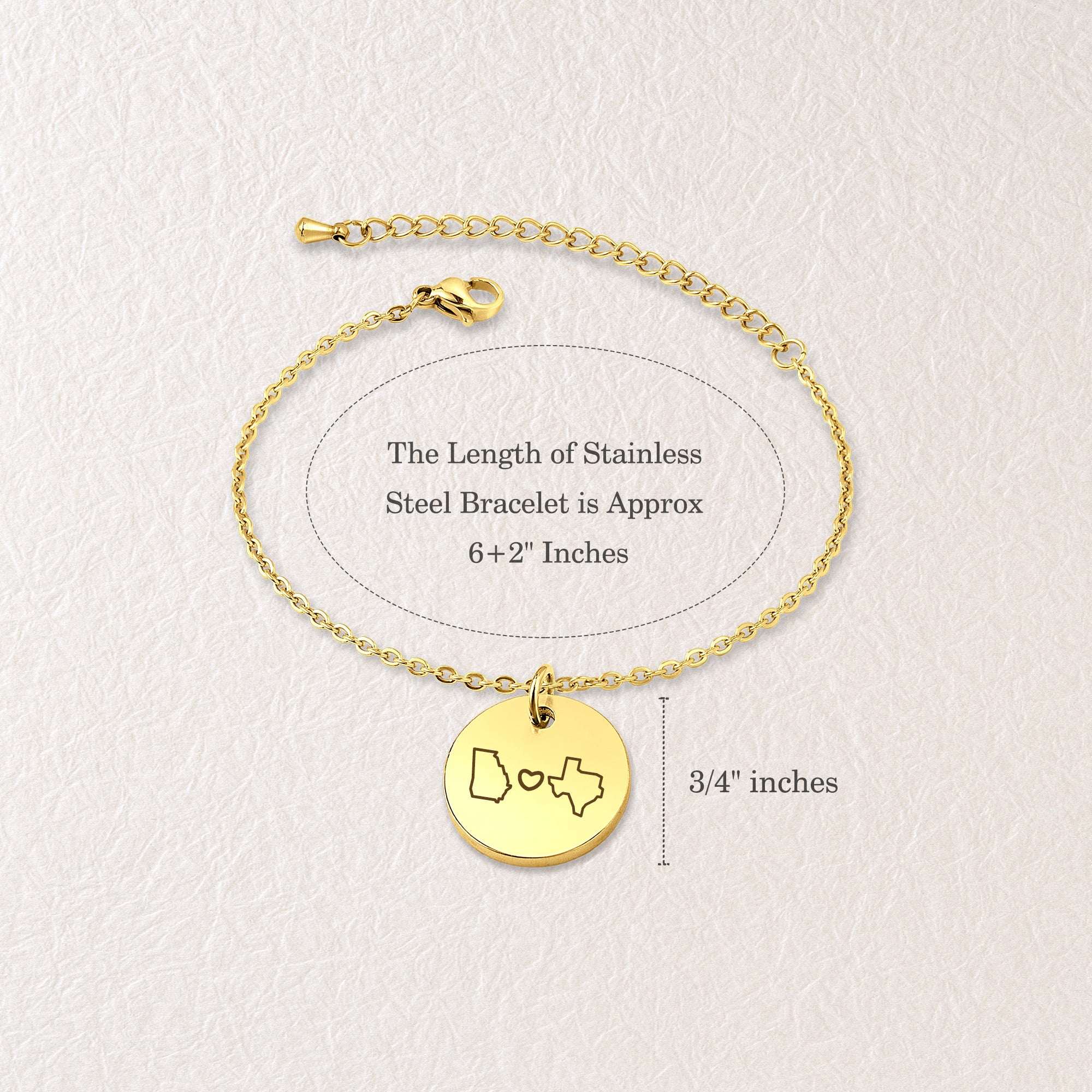 Long Distance State Charm Bracelet
