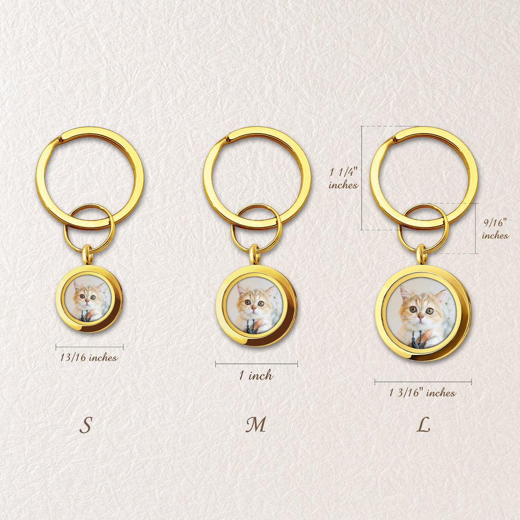 Round Photo Locket Pet Memorial Keychain