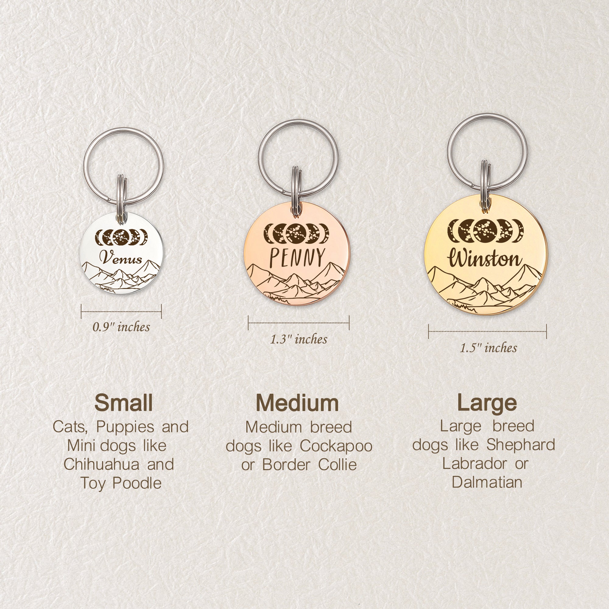 Moon Phases Round ID Pet Tag