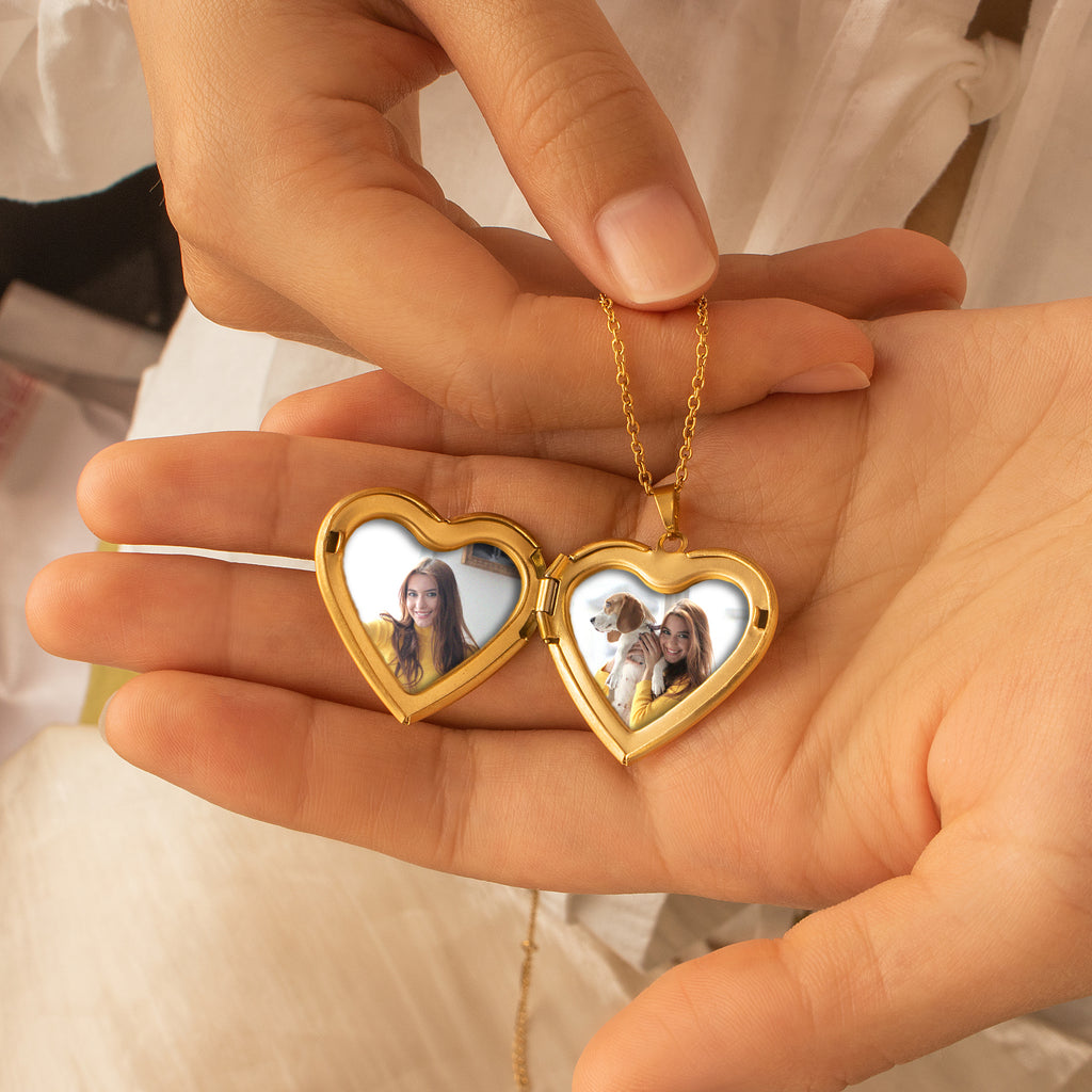 Personalized Birth Flower and Name Heart Photo Locket