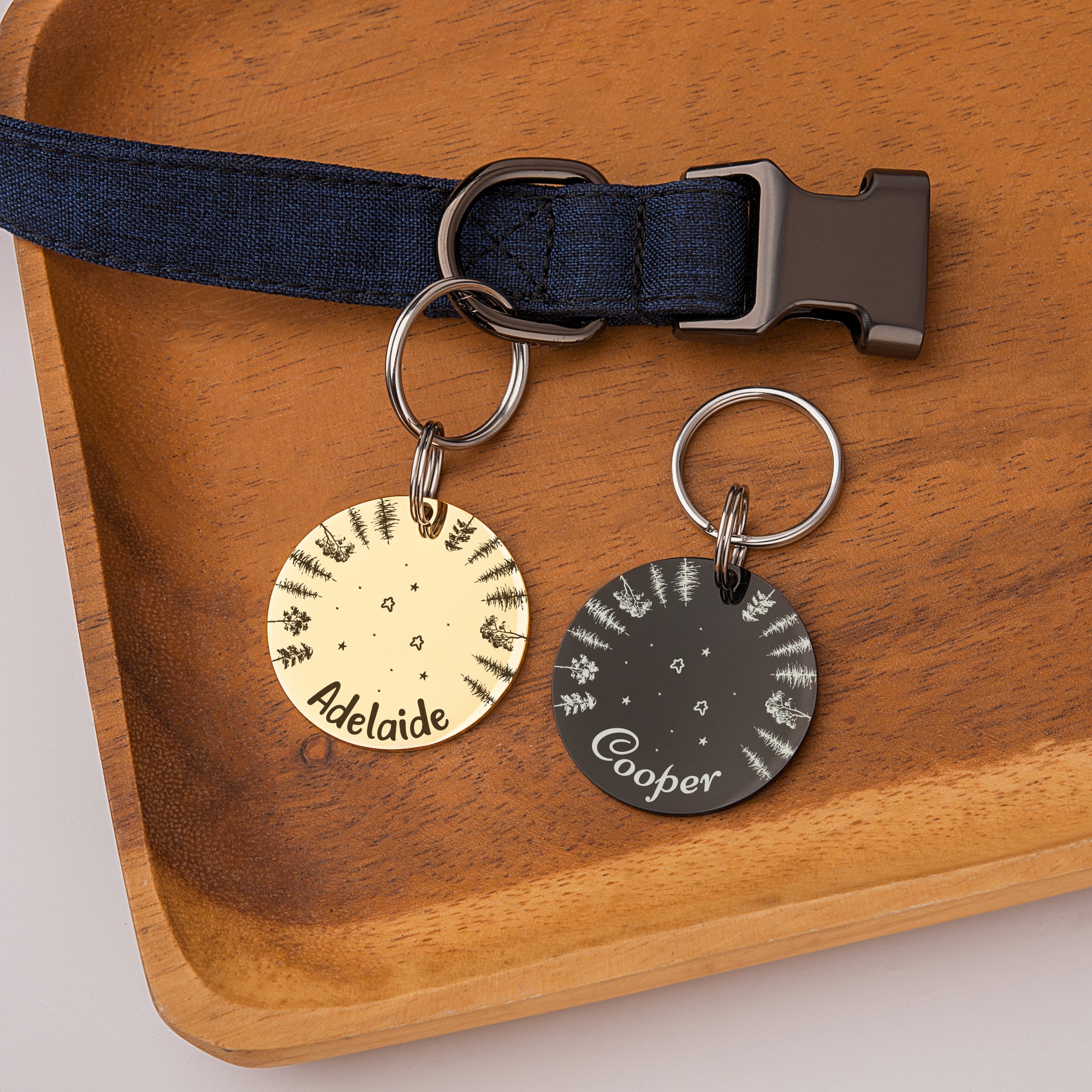 Woods Starry Sky Round Pet ID Dog Tag