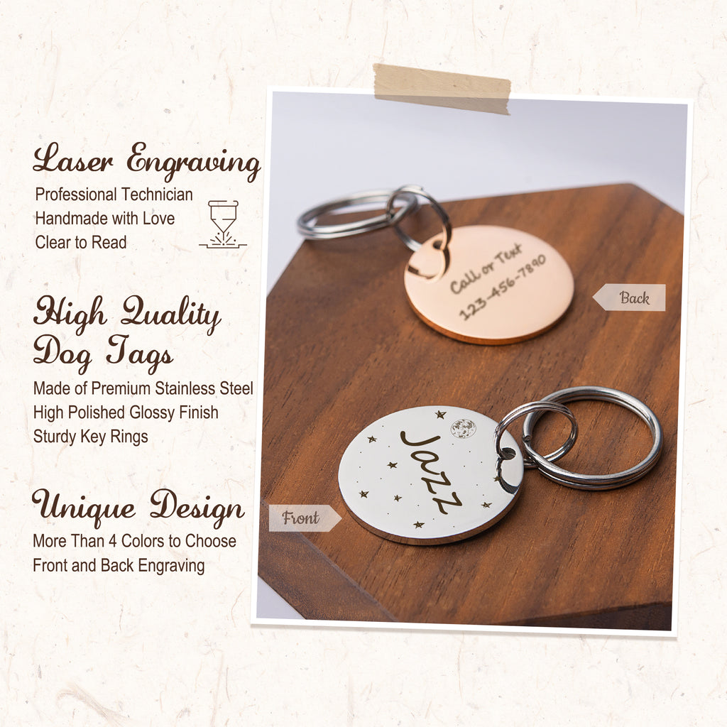 Stars Round Pet ID Tag