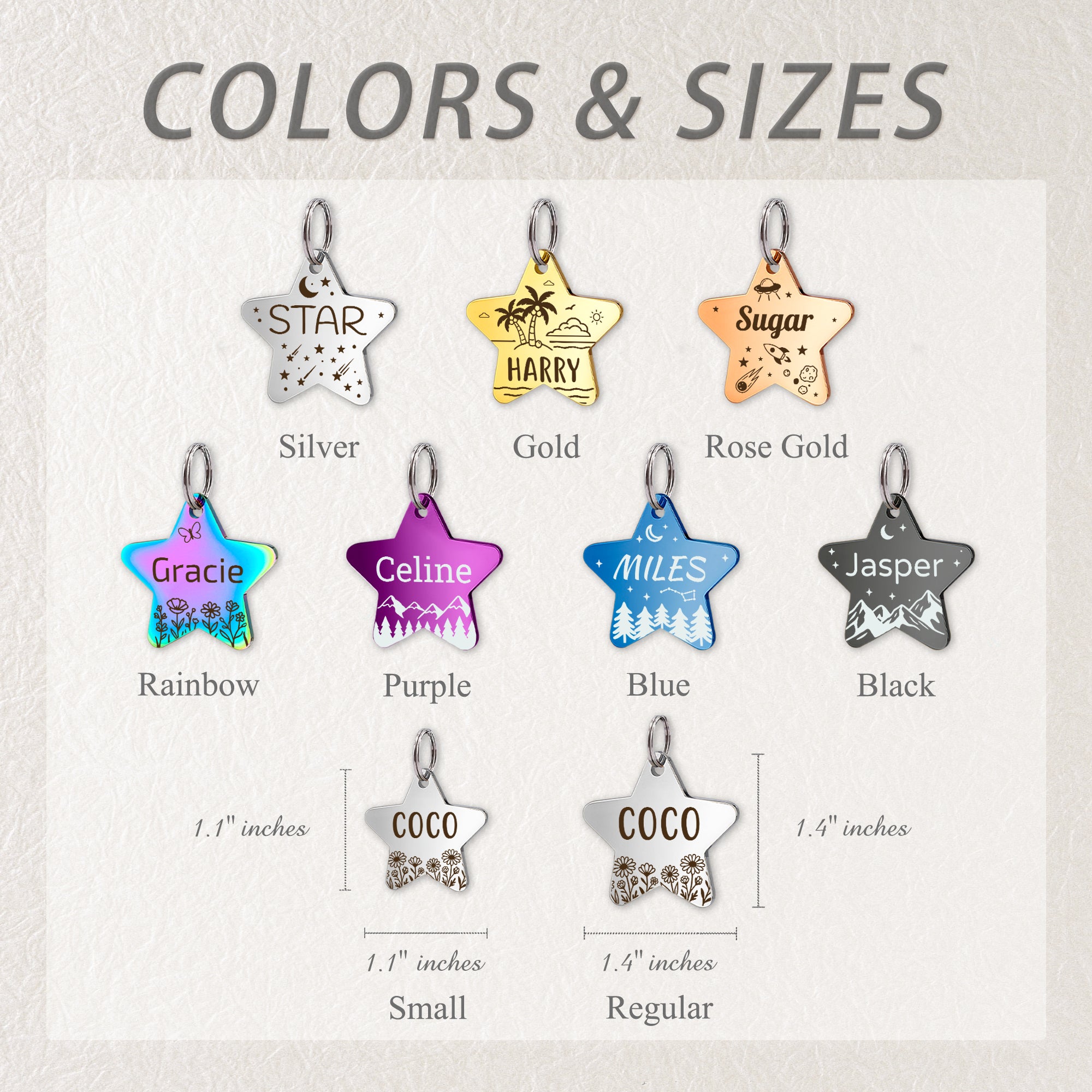 Personalized Star Stainless Steel Pet ID Tag