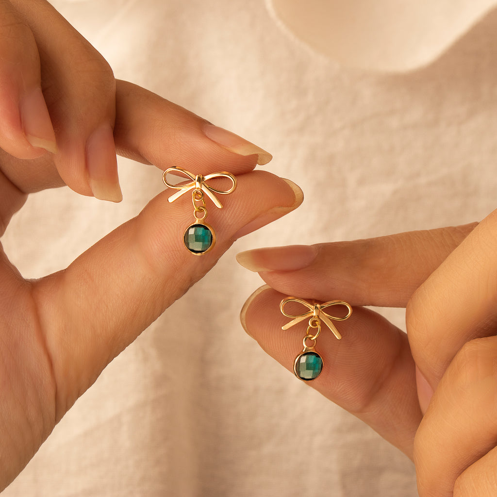 Birthstone Bow Earring