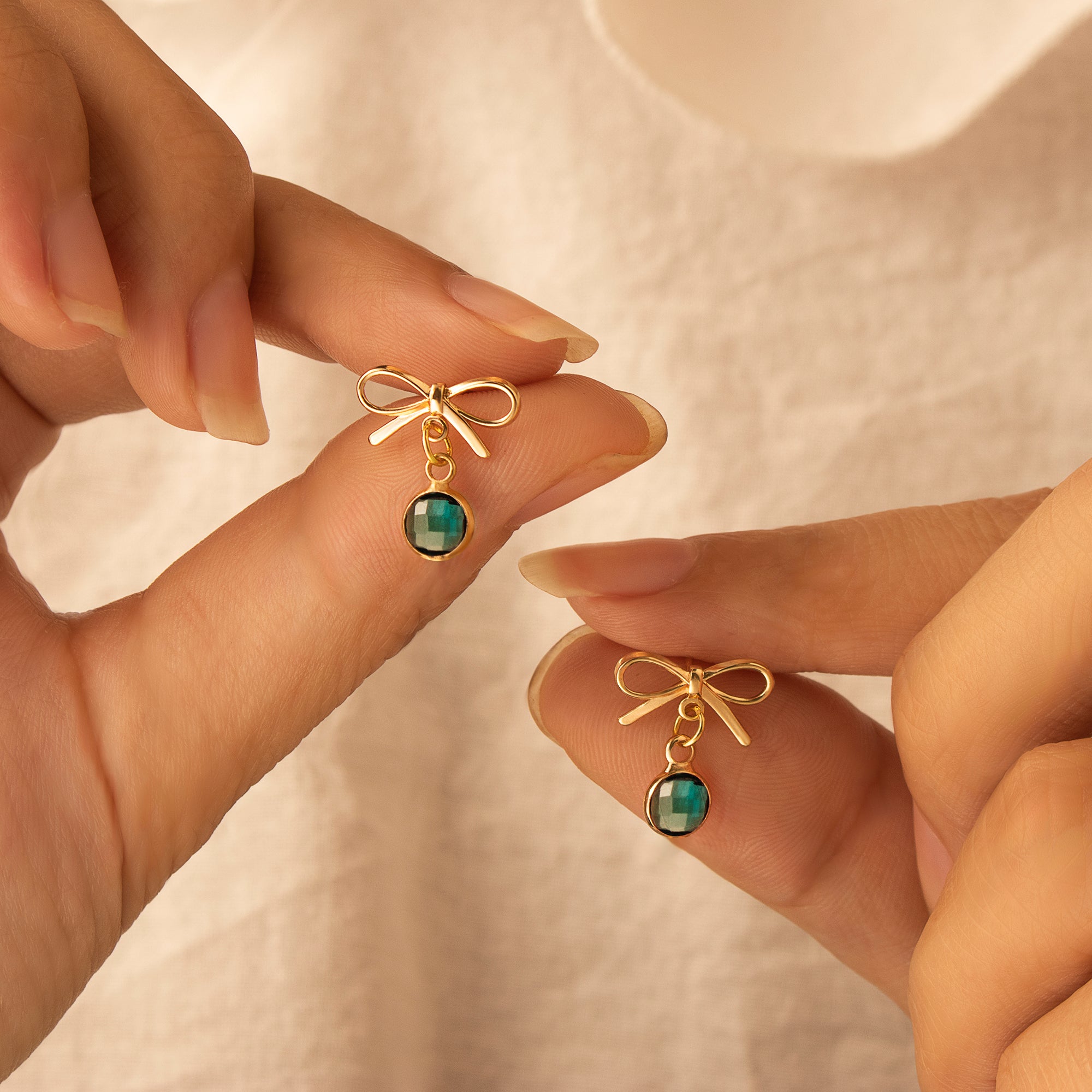 Birthstone Bow Earring