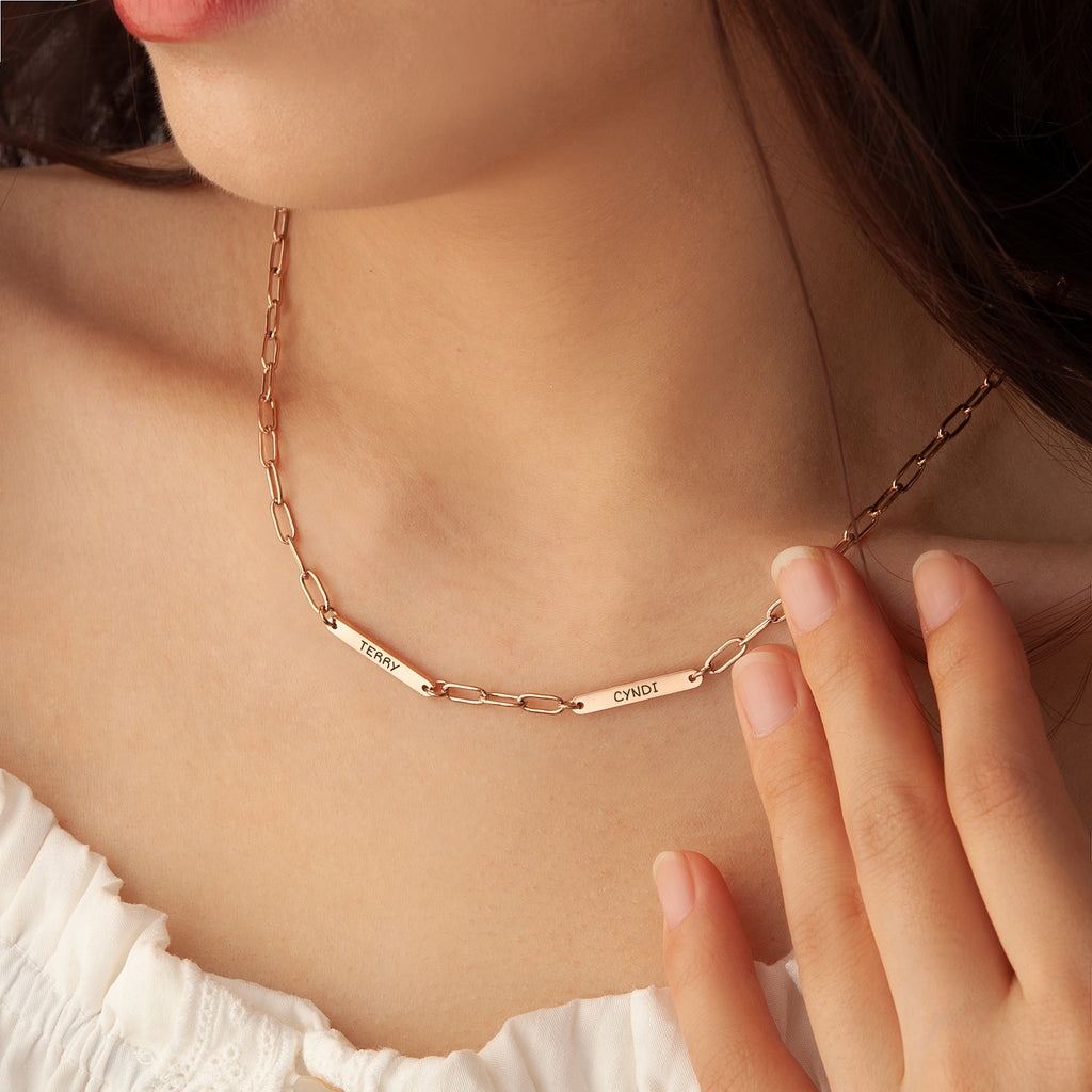 Custom Women's Paper Clip Stainless Steel Chain Necklace