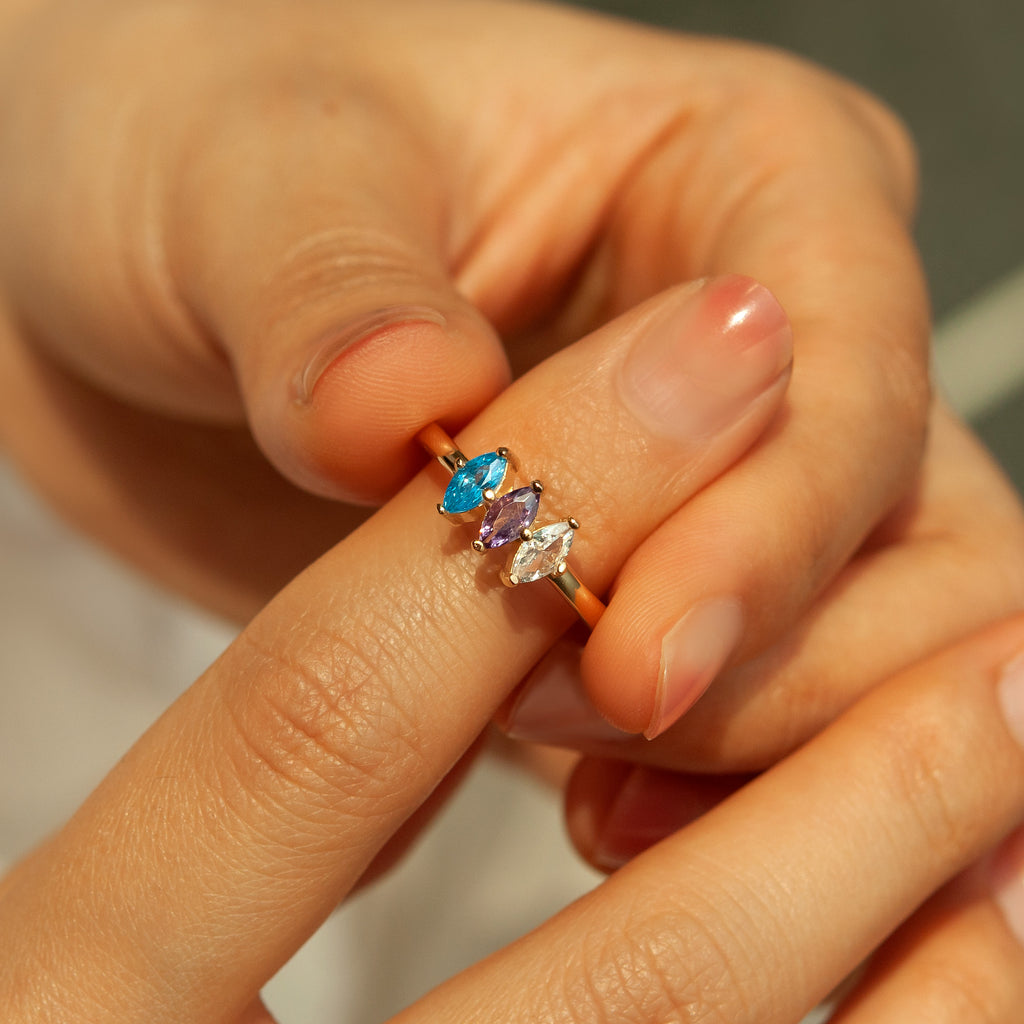 Custom Diamond Shaped Birthstone Ring