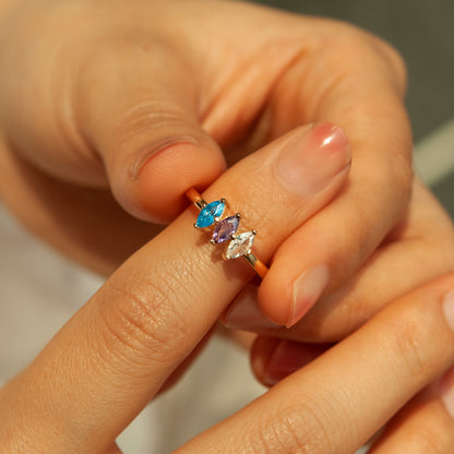 Personalized Diamond Shaped Birthstone Ring