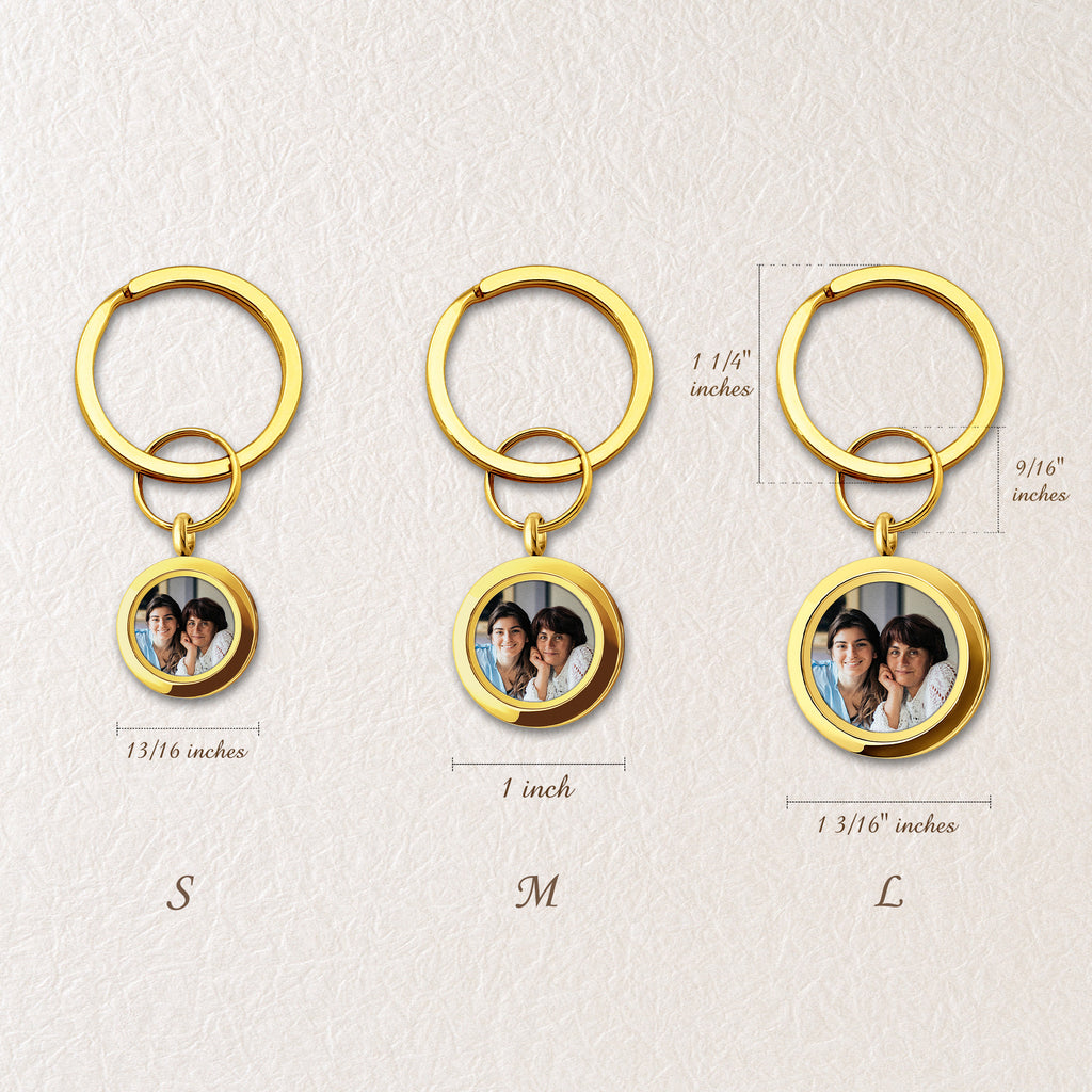 Round Photo Locket Keychain