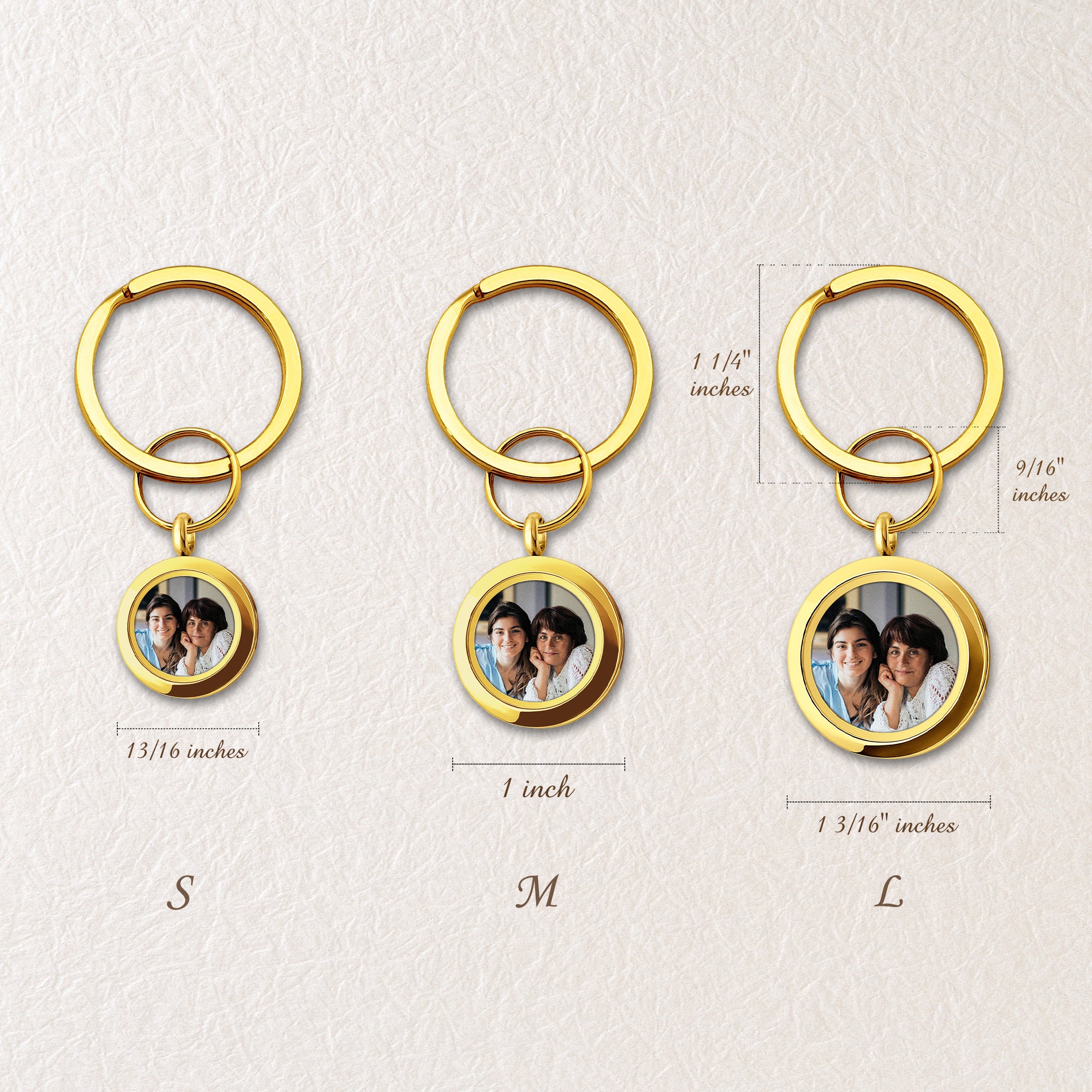 Round Photo Locket Keychain