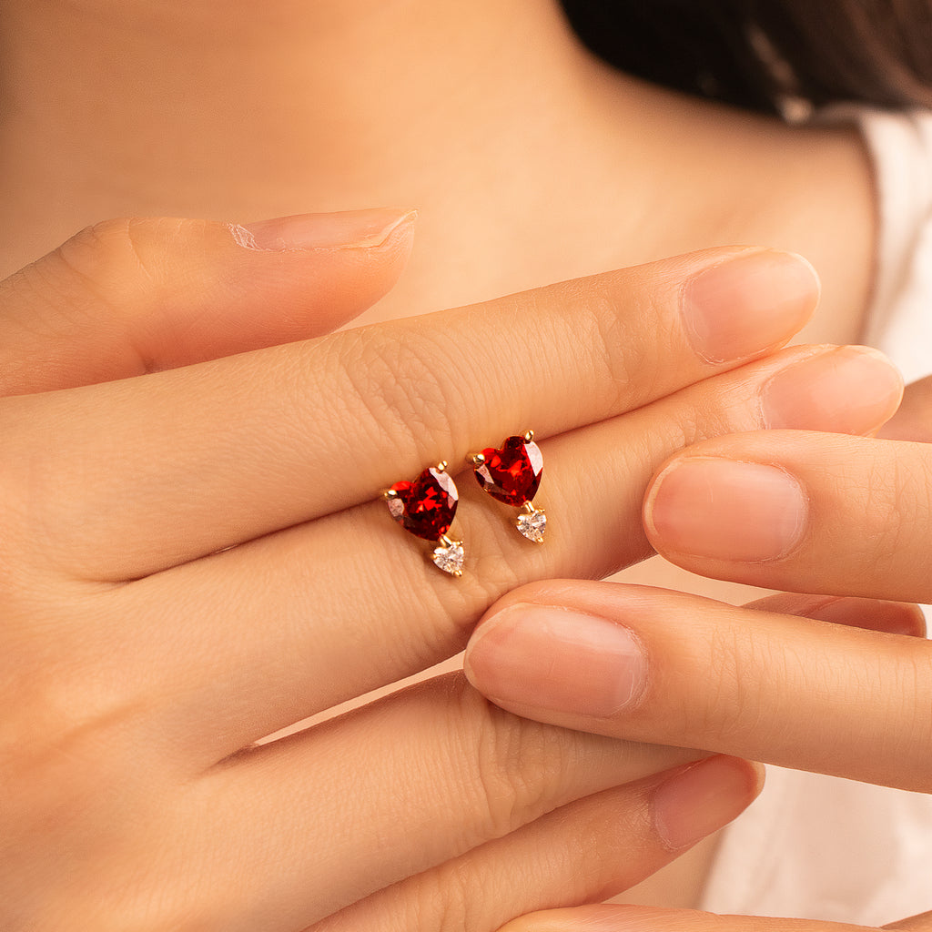 Birthstone Heart Earrings