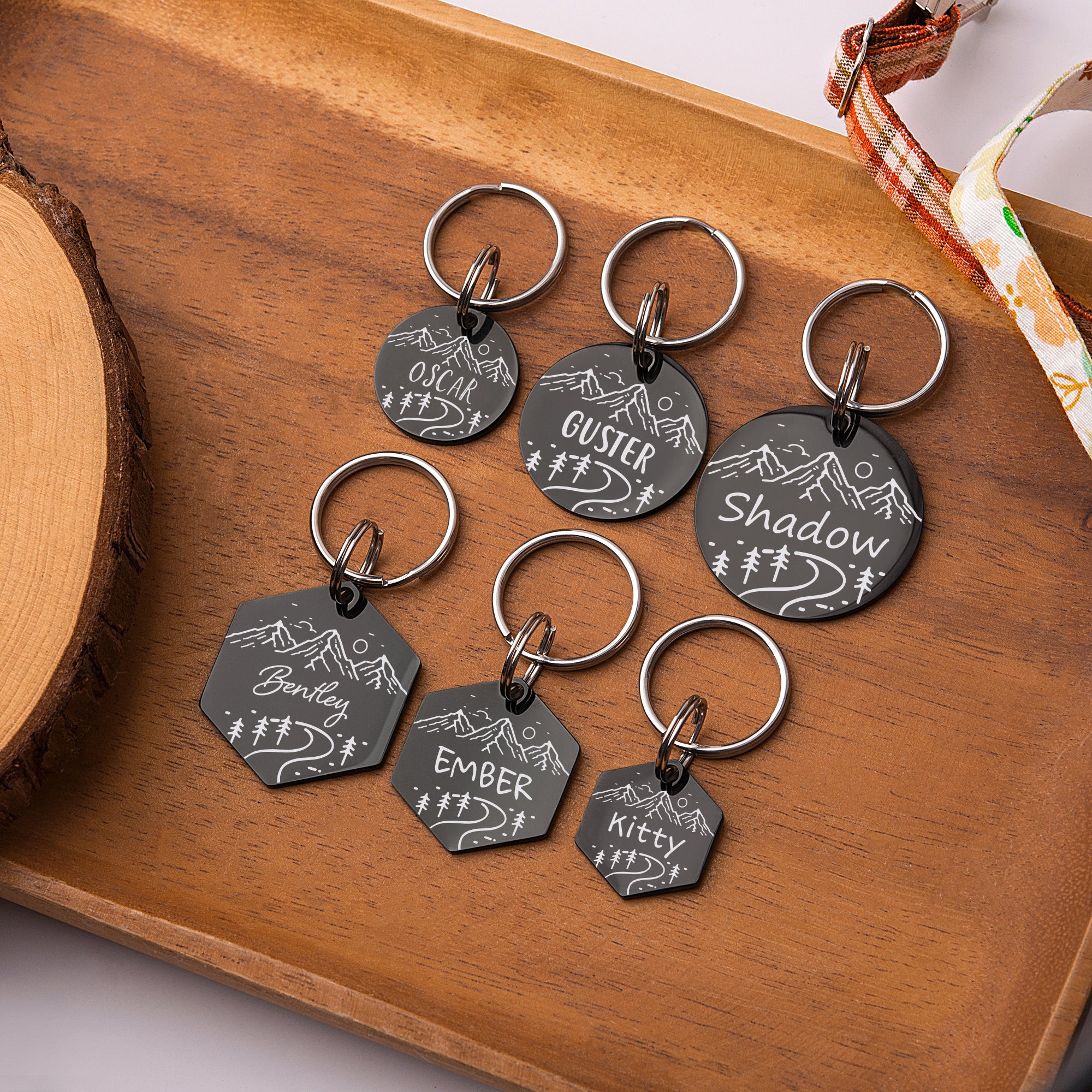 Mountain Road Hexagon Shaped Pet ID Tag