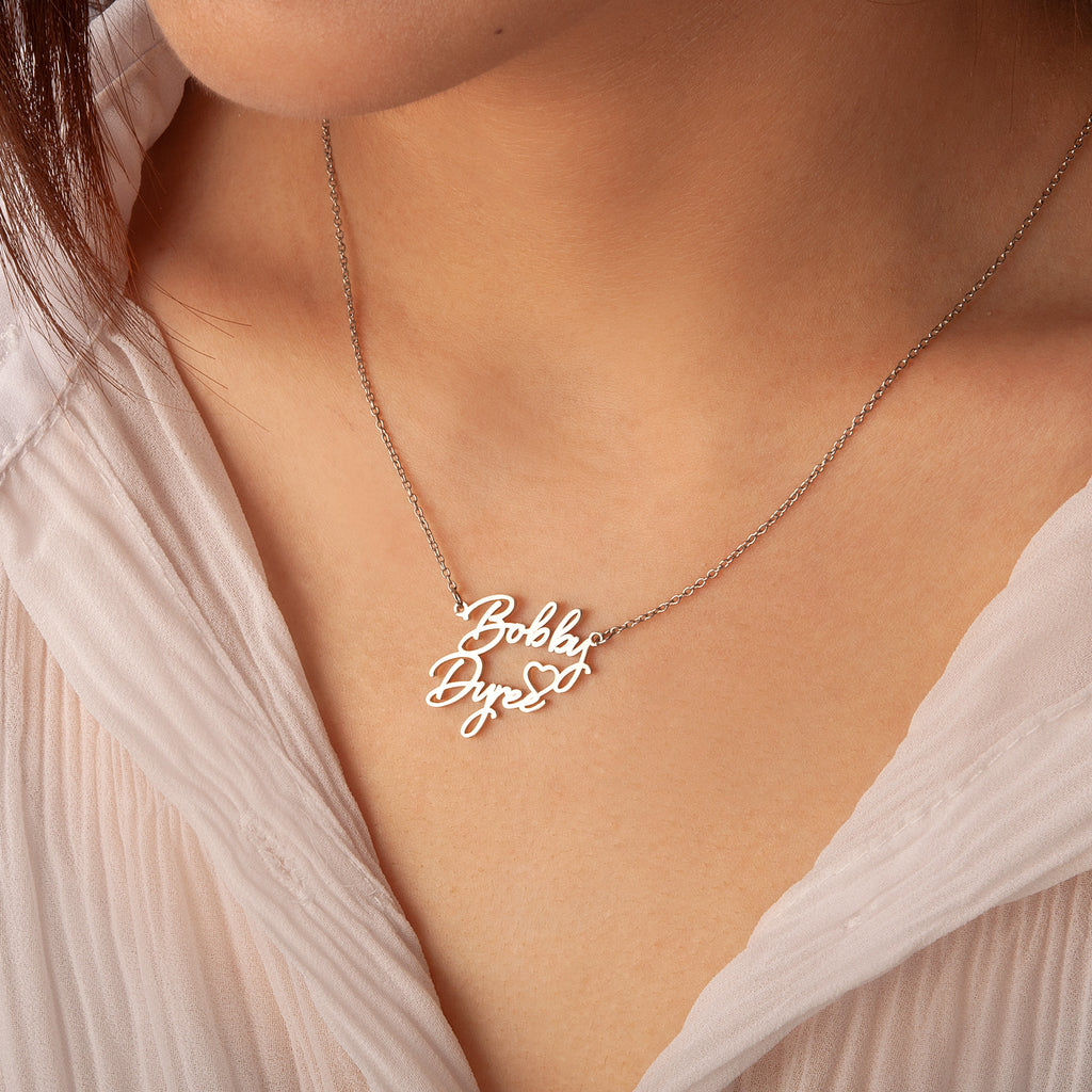 Couple's Name Necklace With Heart