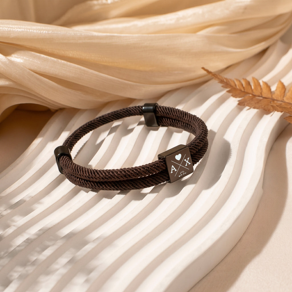 Custom Engraved Men's Adjustable Rope Bracelet