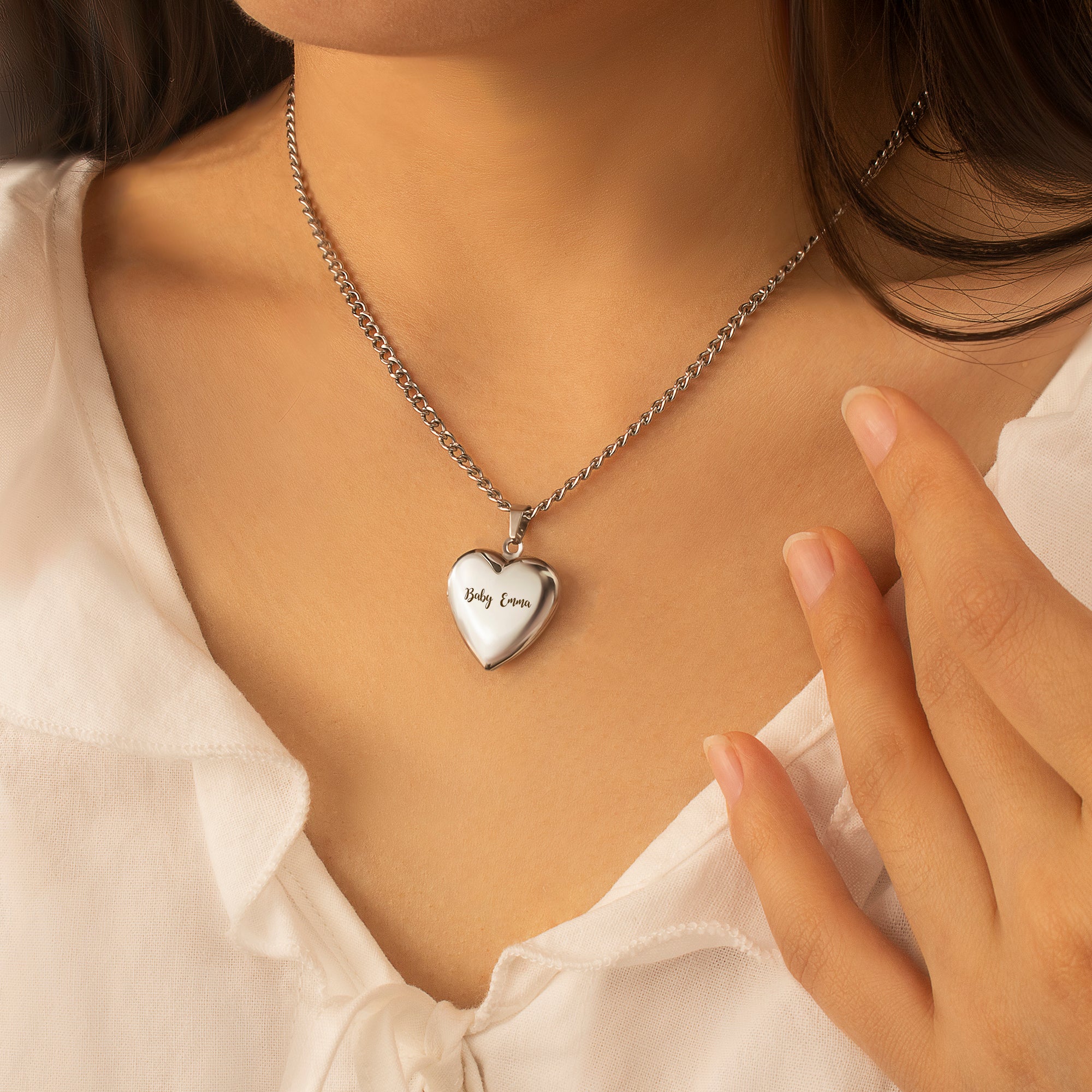 Personalized Heart Photo Locket Necklace