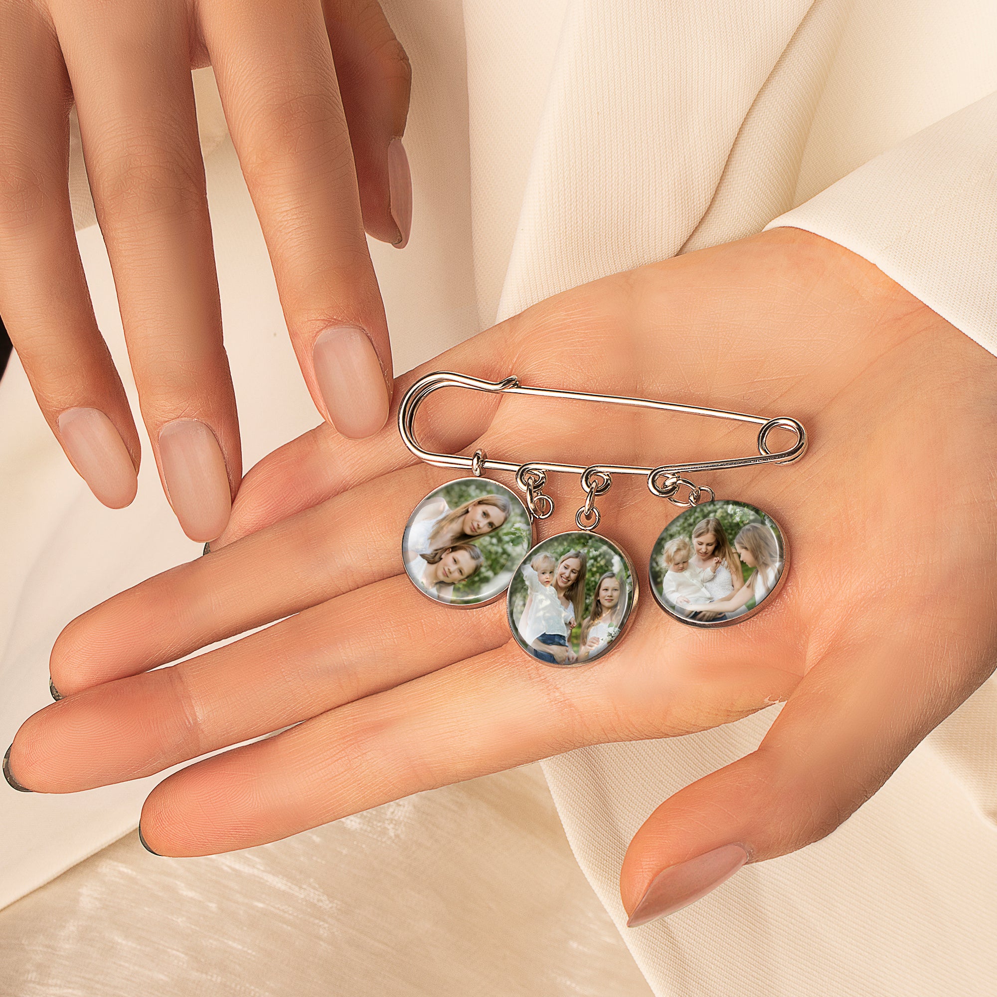 Memorial Photo Brooch Lapel Pin