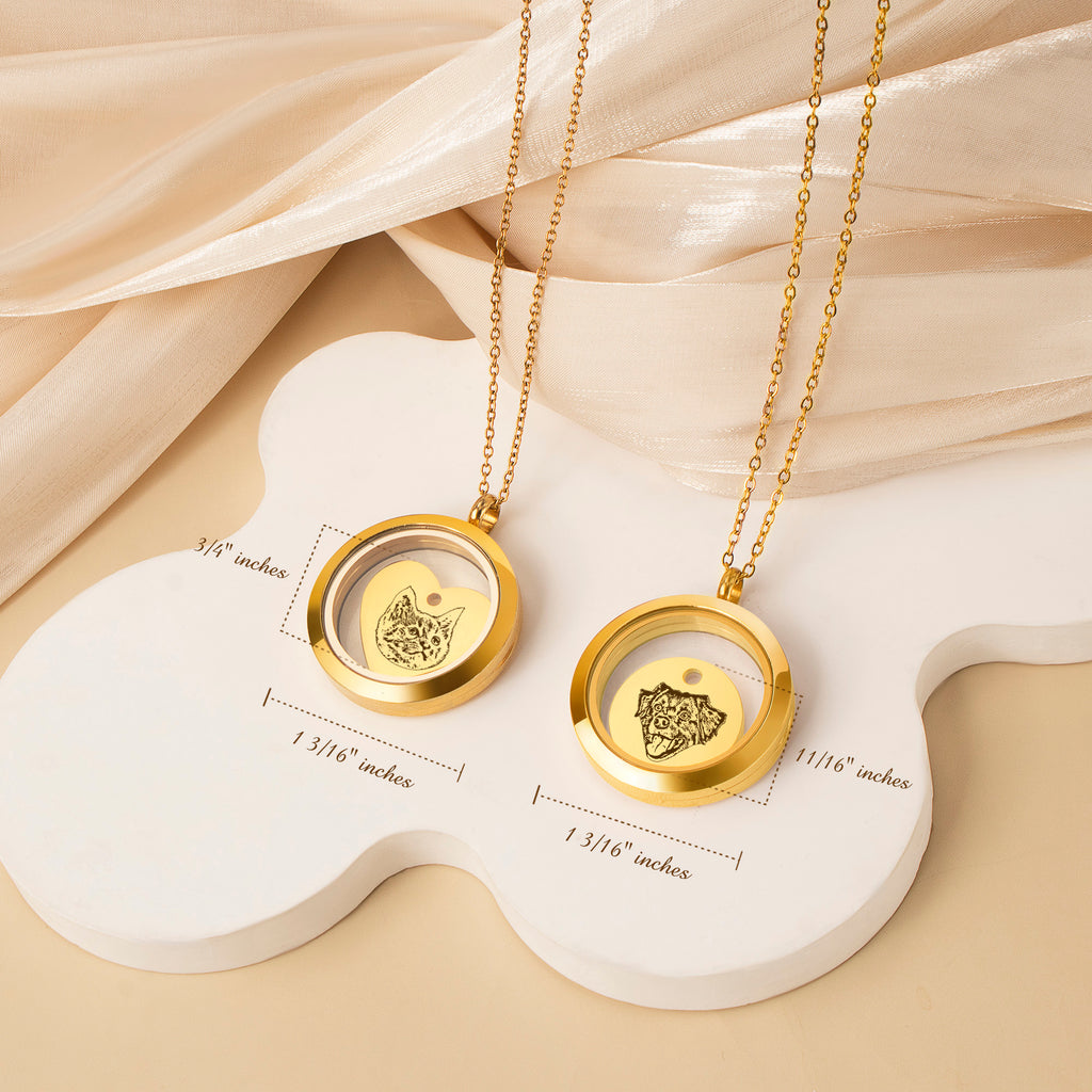 Pet Portrait Charm Locket Necklace